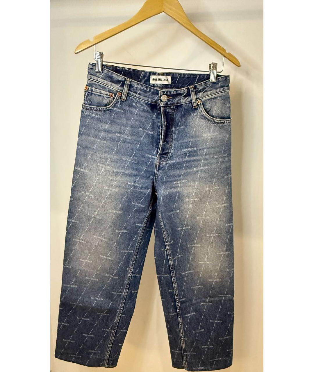 BALENCIAGA Синие хлопко-эластановые прямые джинсы, фото 4