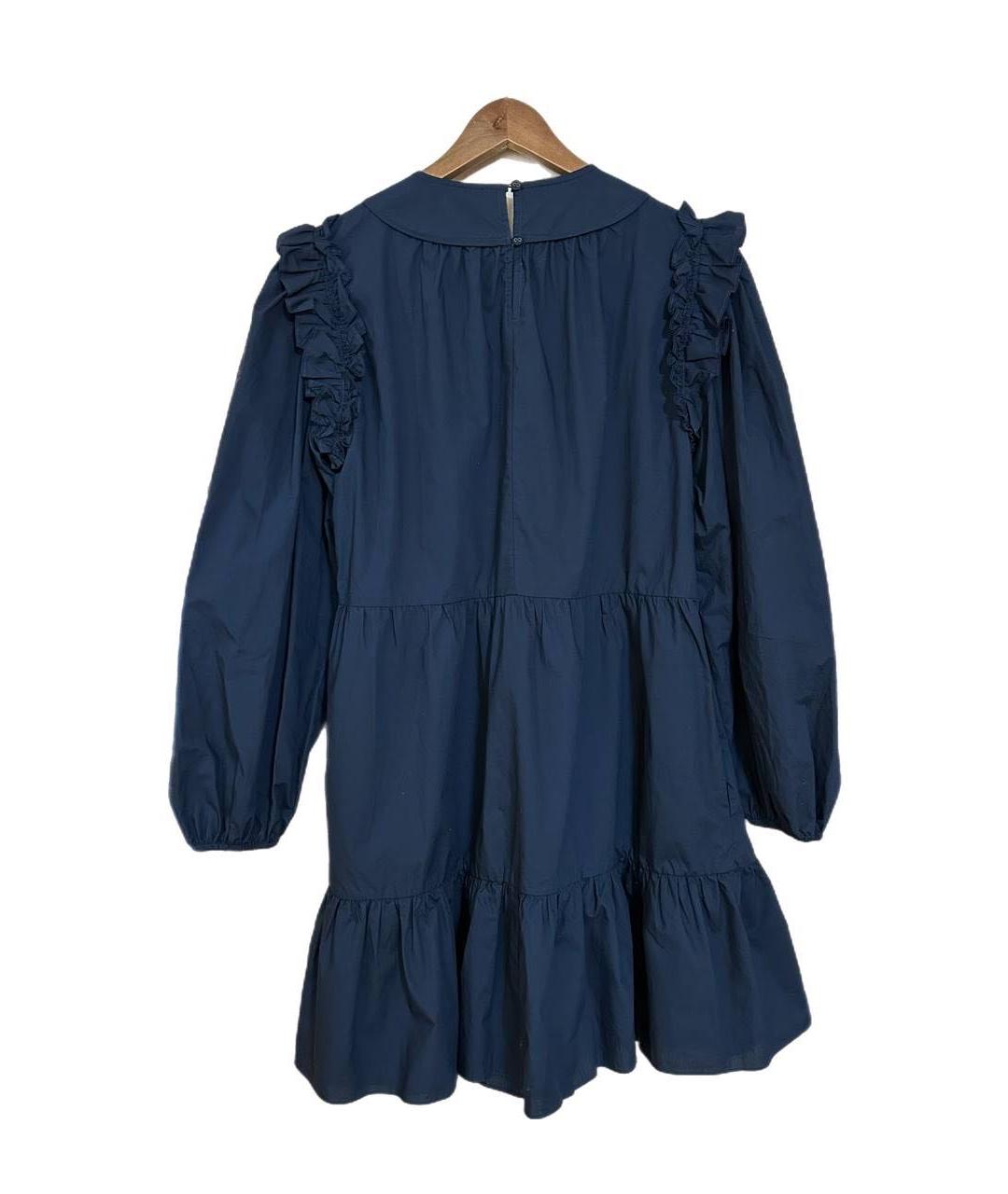 ULLA JOHNSON Темно-синее хлопковое повседневное платье, фото 2