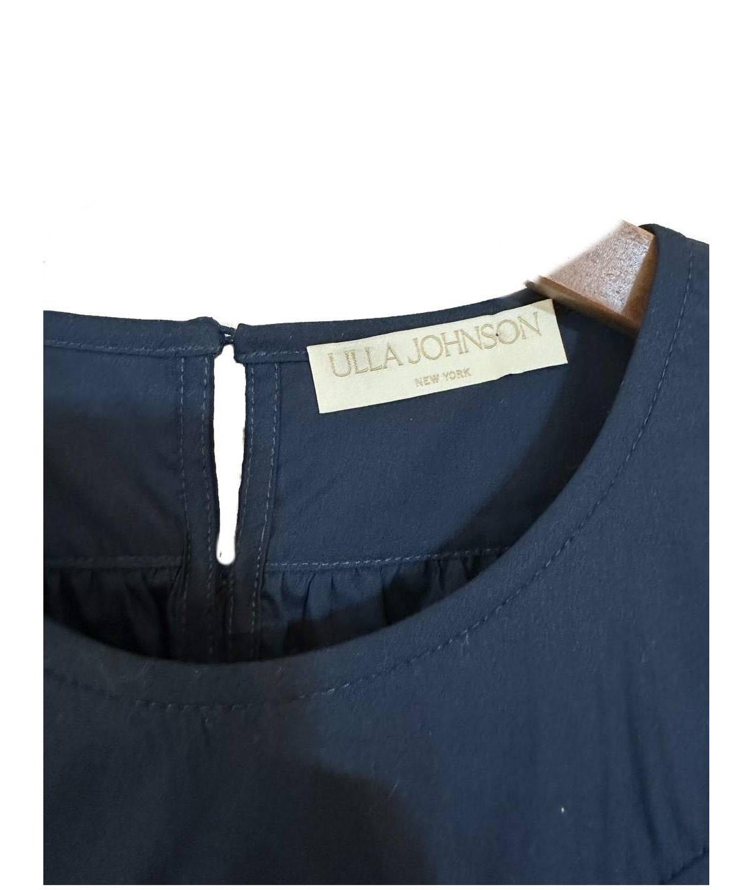 ULLA JOHNSON Темно-синее хлопковое повседневное платье, фото 3