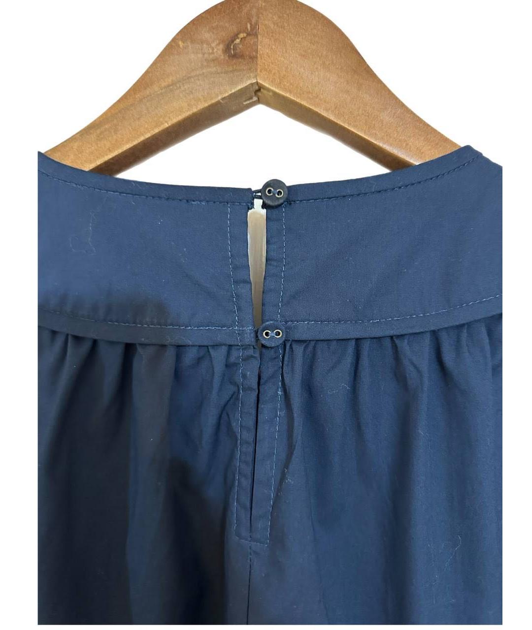 ULLA JOHNSON Темно-синее хлопковое повседневное платье, фото 4