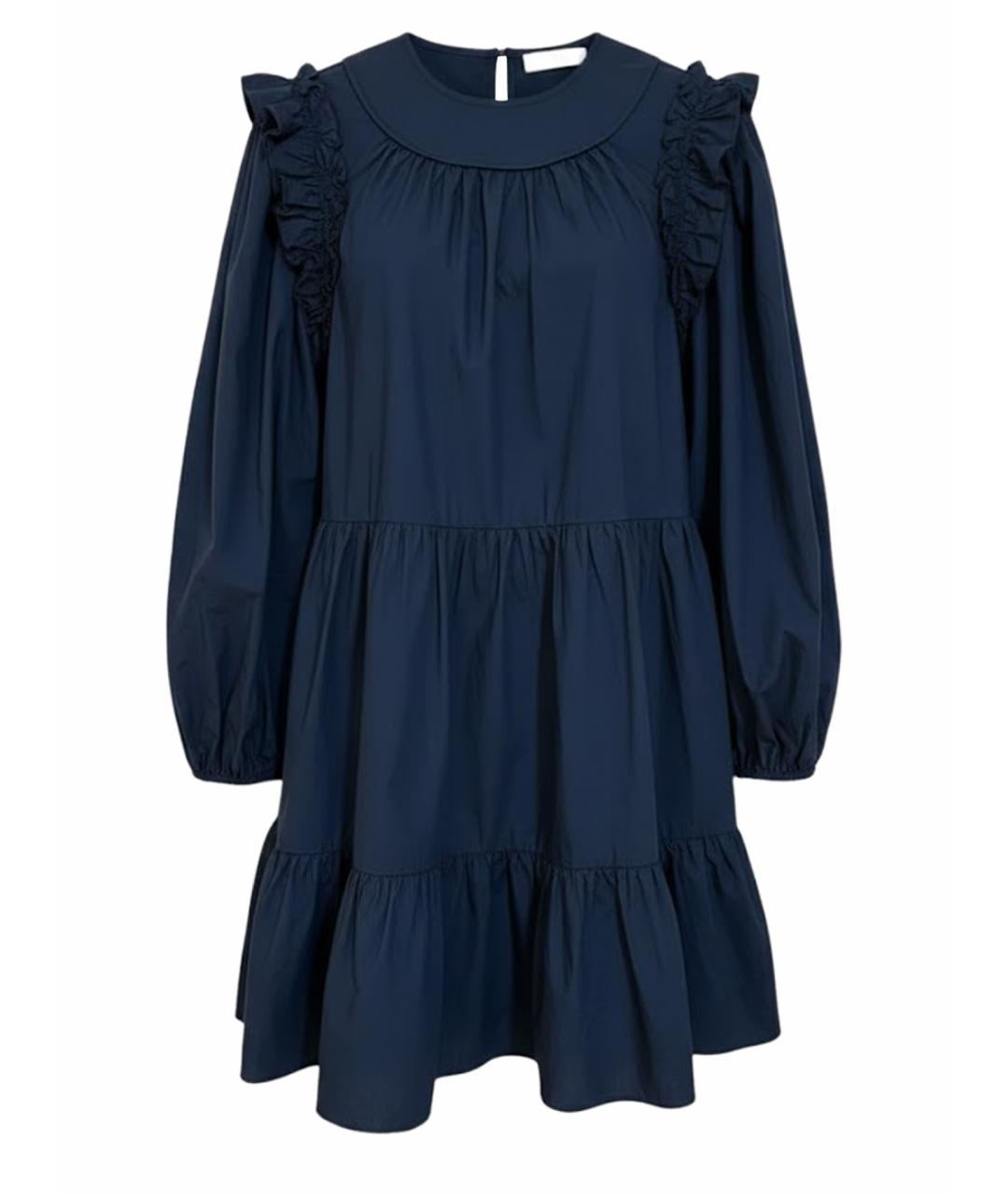 ULLA JOHNSON Темно-синее хлопковое повседневное платье, фото 1