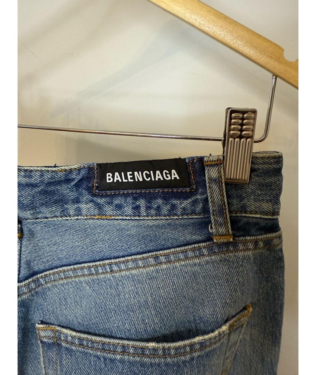 BALENCIAGA Синие хлопко-эластановые прямые джинсы, фото 4