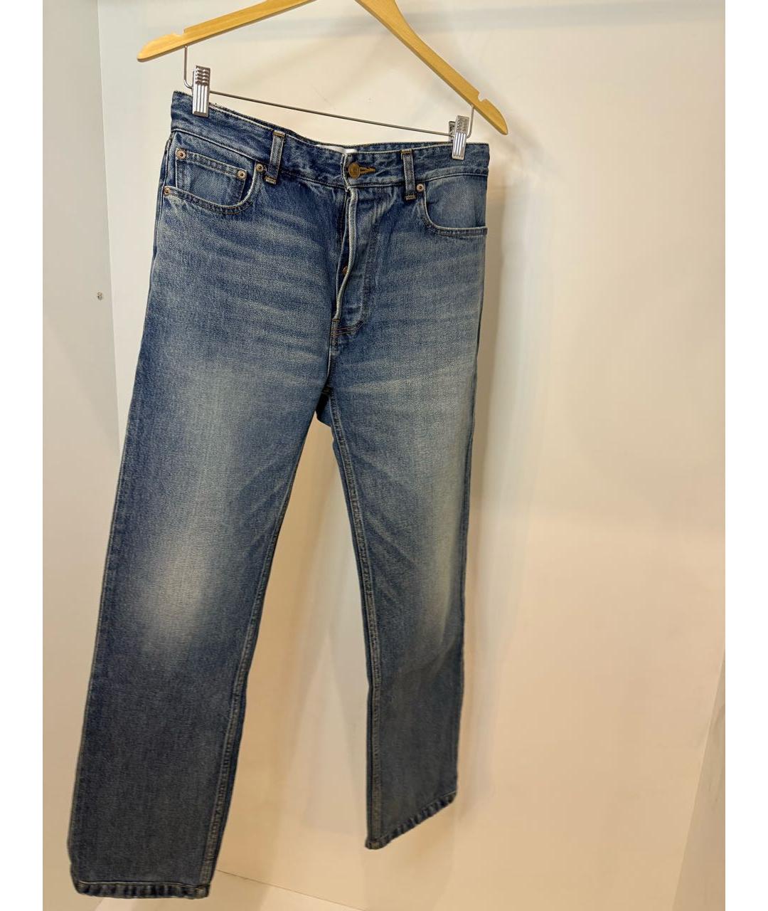 BALENCIAGA Синие хлопко-эластановые прямые джинсы, фото 2