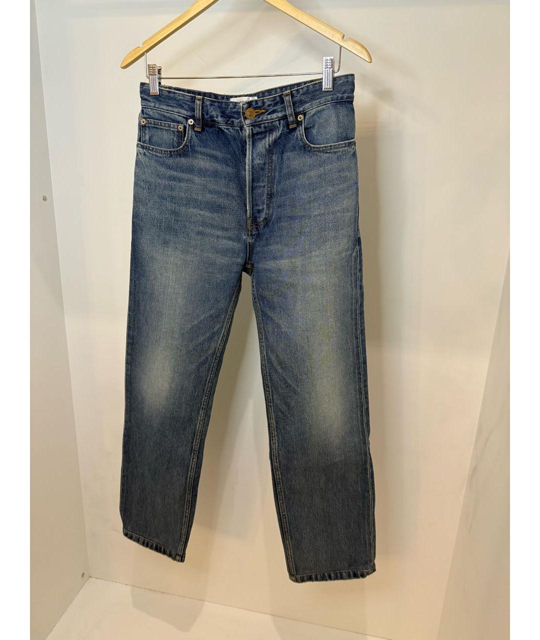 BALENCIAGA Синие хлопко-эластановые прямые джинсы, фото 5