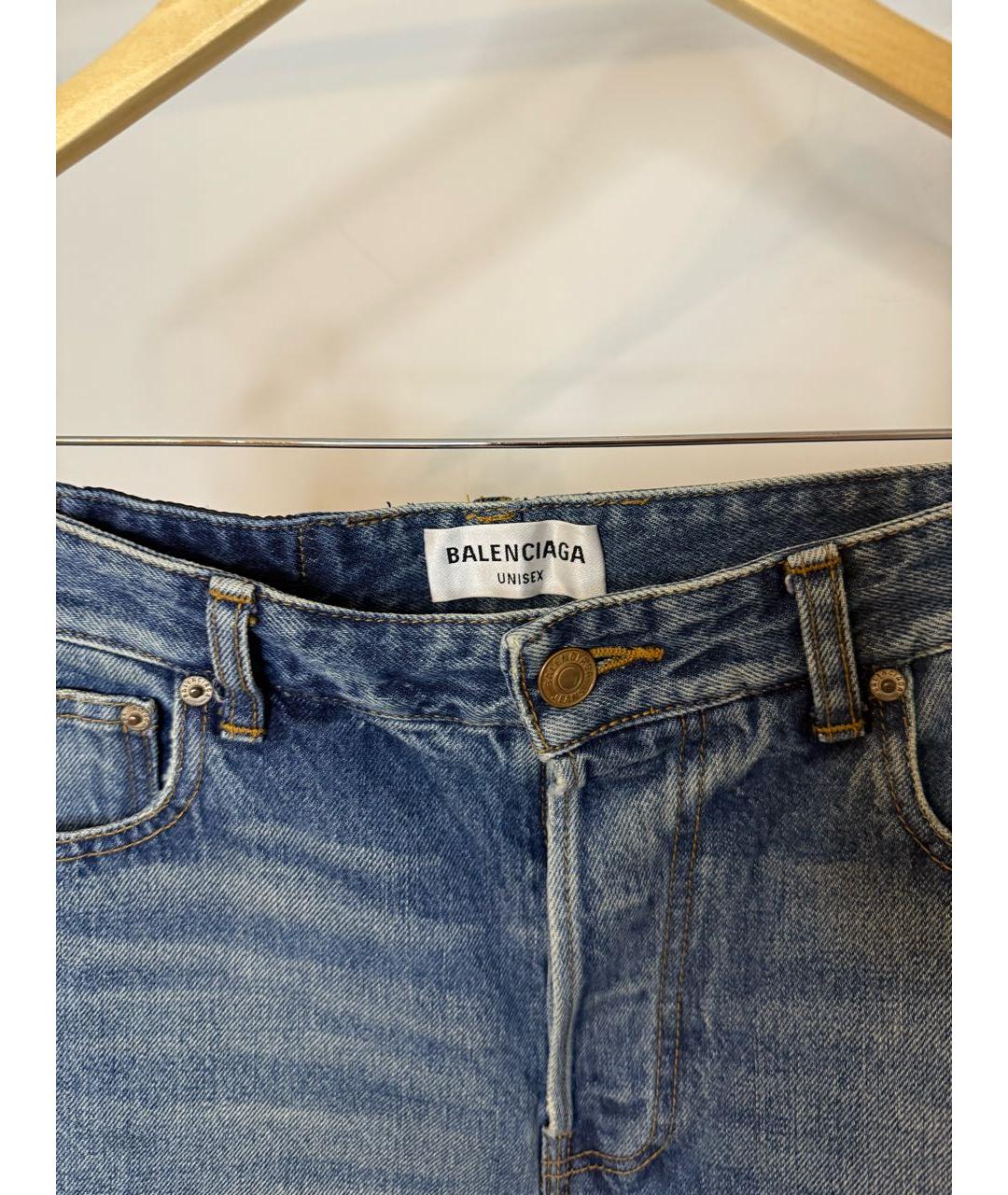 BALENCIAGA Синие хлопко-эластановые прямые джинсы, фото 3