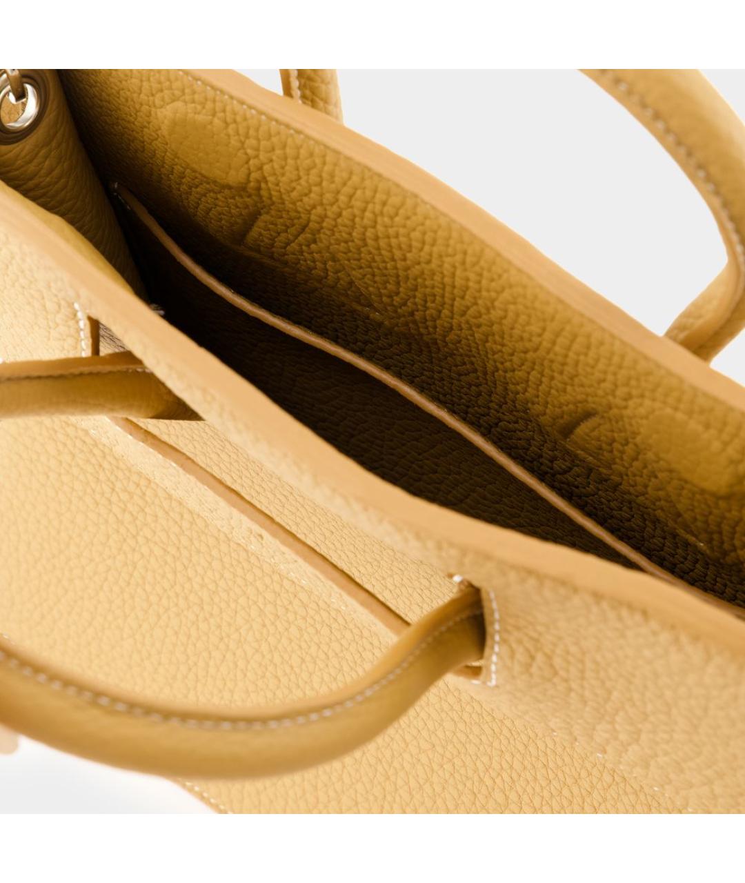 ATXI Желтая кожаная сумка с короткими ручками, фото 4