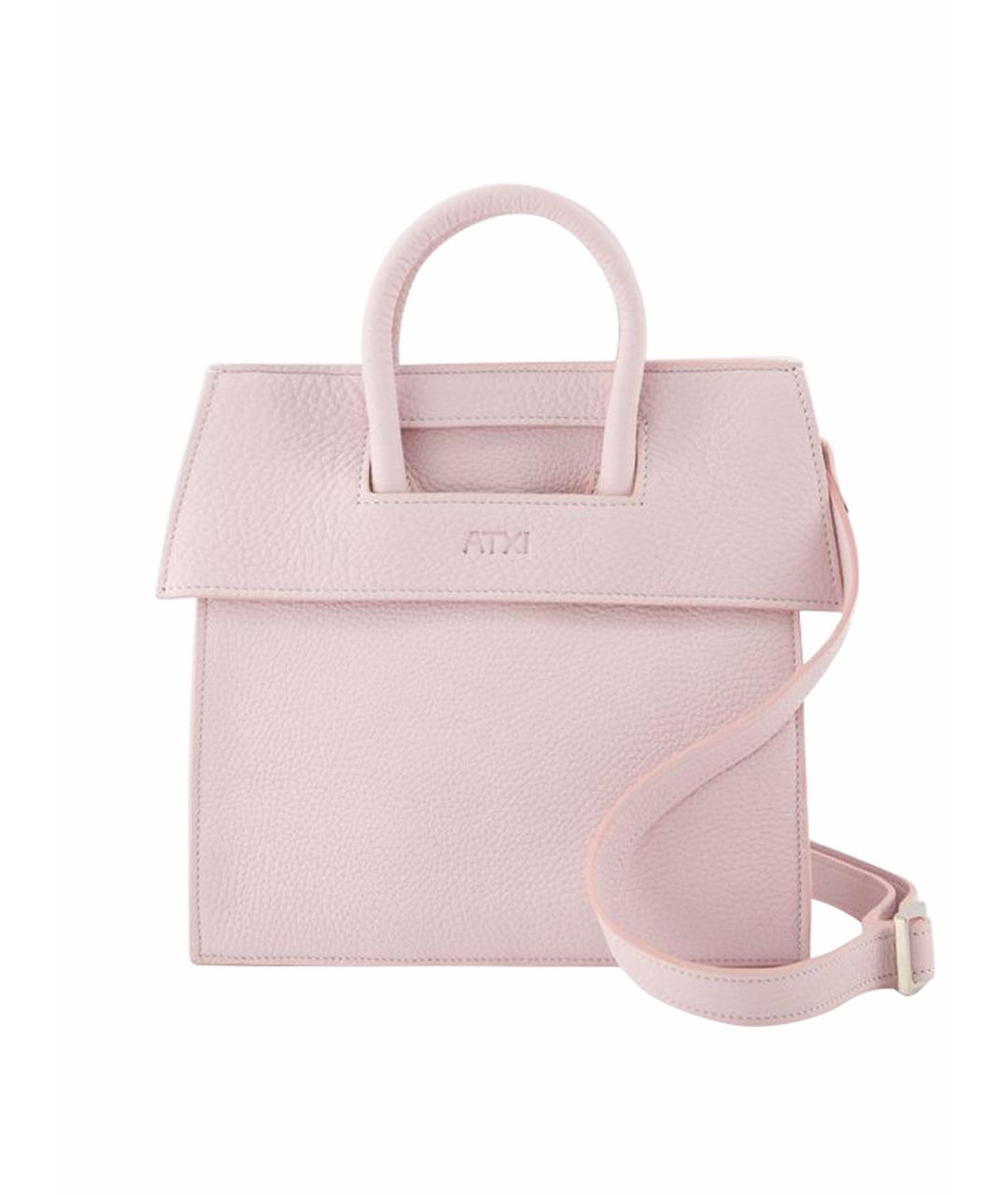 ATXI Розовая кожаная сумка с короткими ручками, фото 1