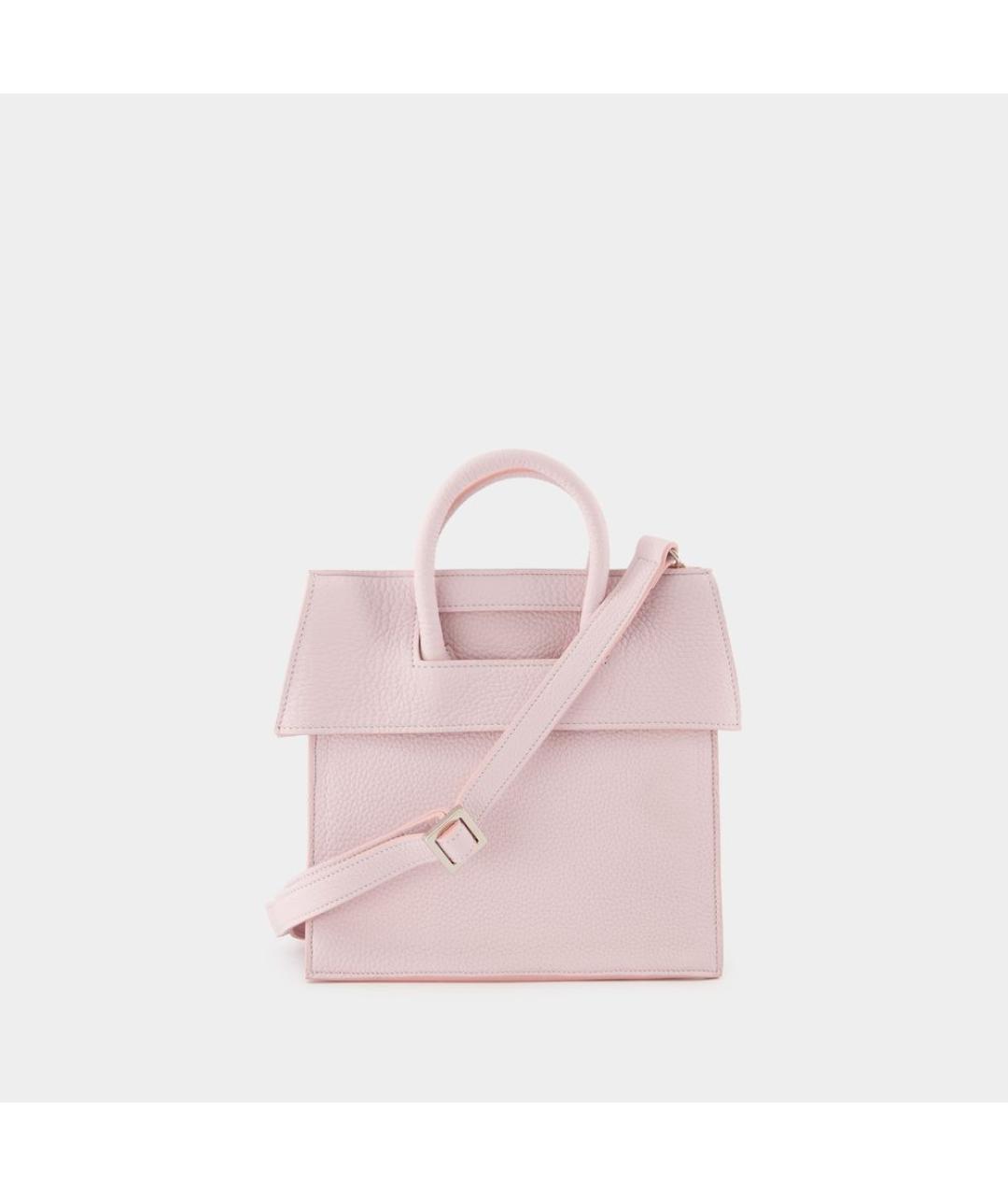 ATXI Розовая кожаная сумка с короткими ручками, фото 3