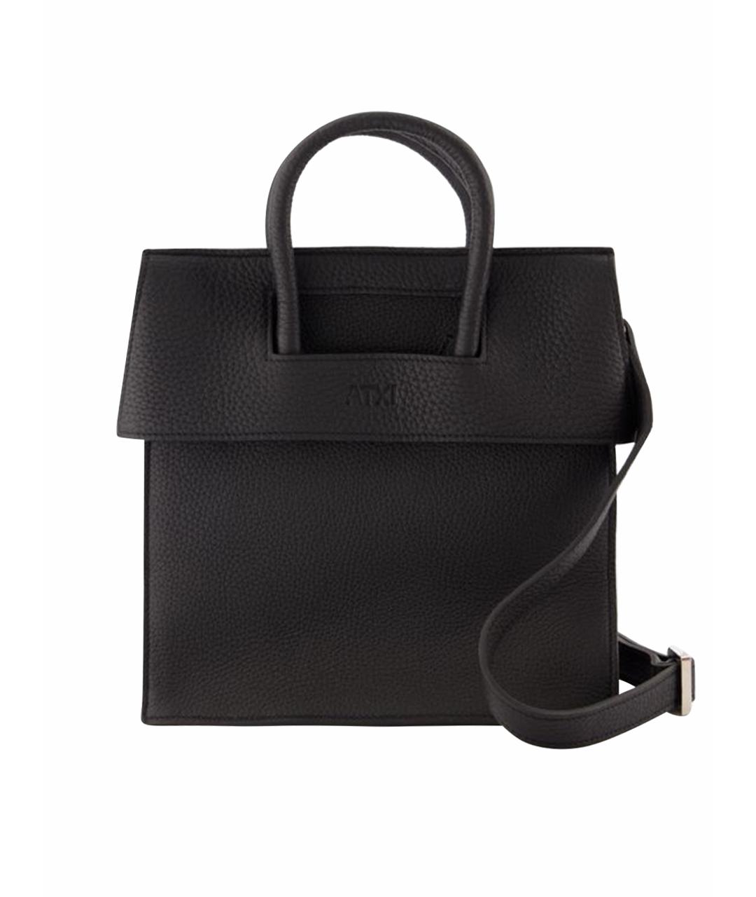 ATXI Черная кожаная сумка с короткими ручками, фото 1
