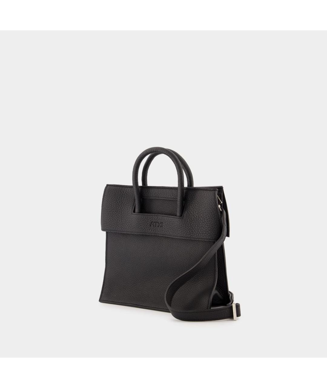 ATXI Черная кожаная сумка с короткими ручками, фото 2