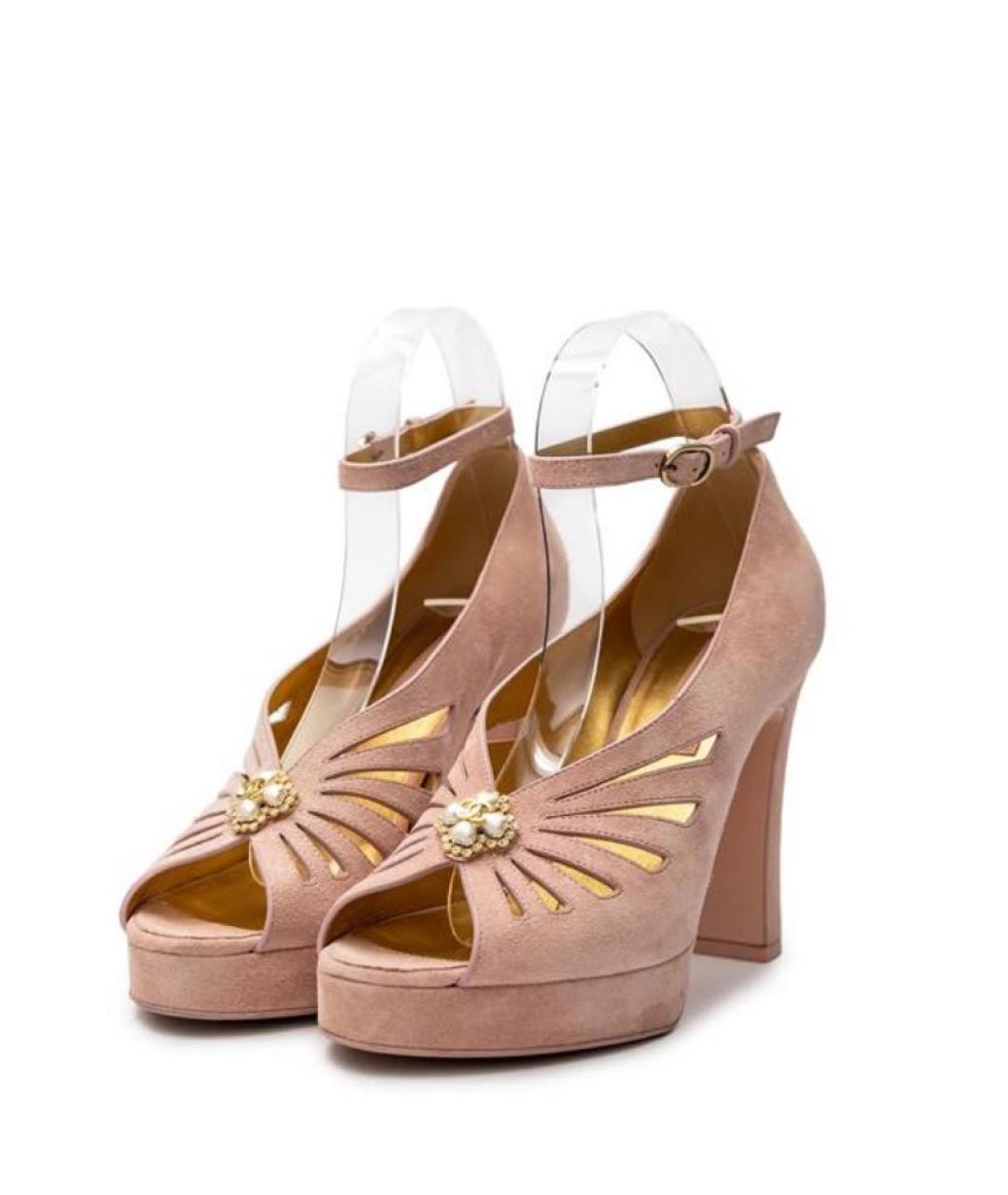 CHANEL Розовые замшевые босоножки, фото 2