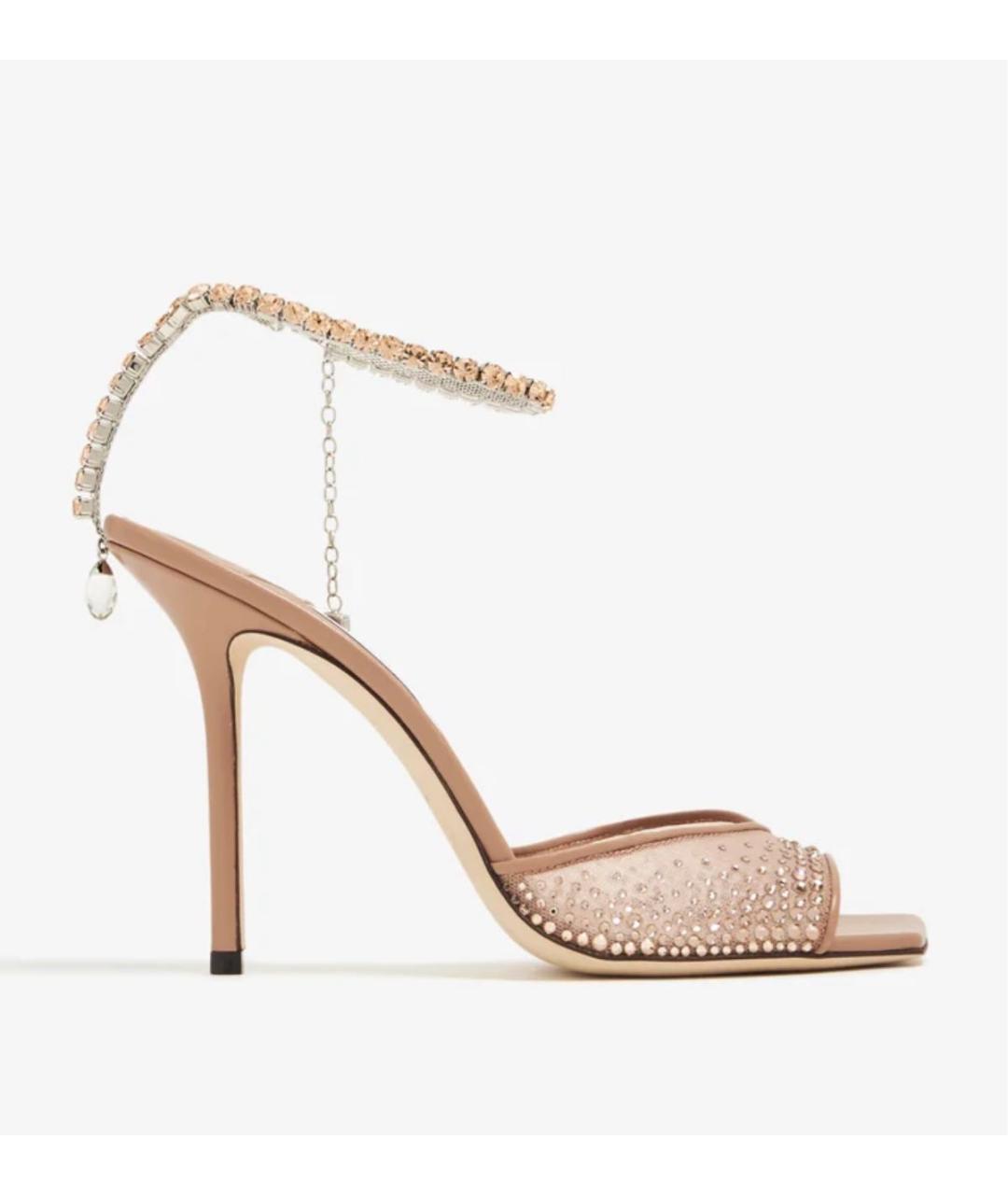 JIMMY CHOO Бежевые текстильные босоножки, фото 7