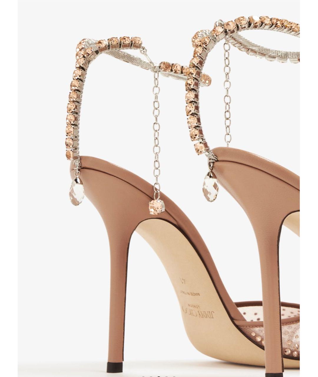 JIMMY CHOO Бежевые текстильные босоножки, фото 4