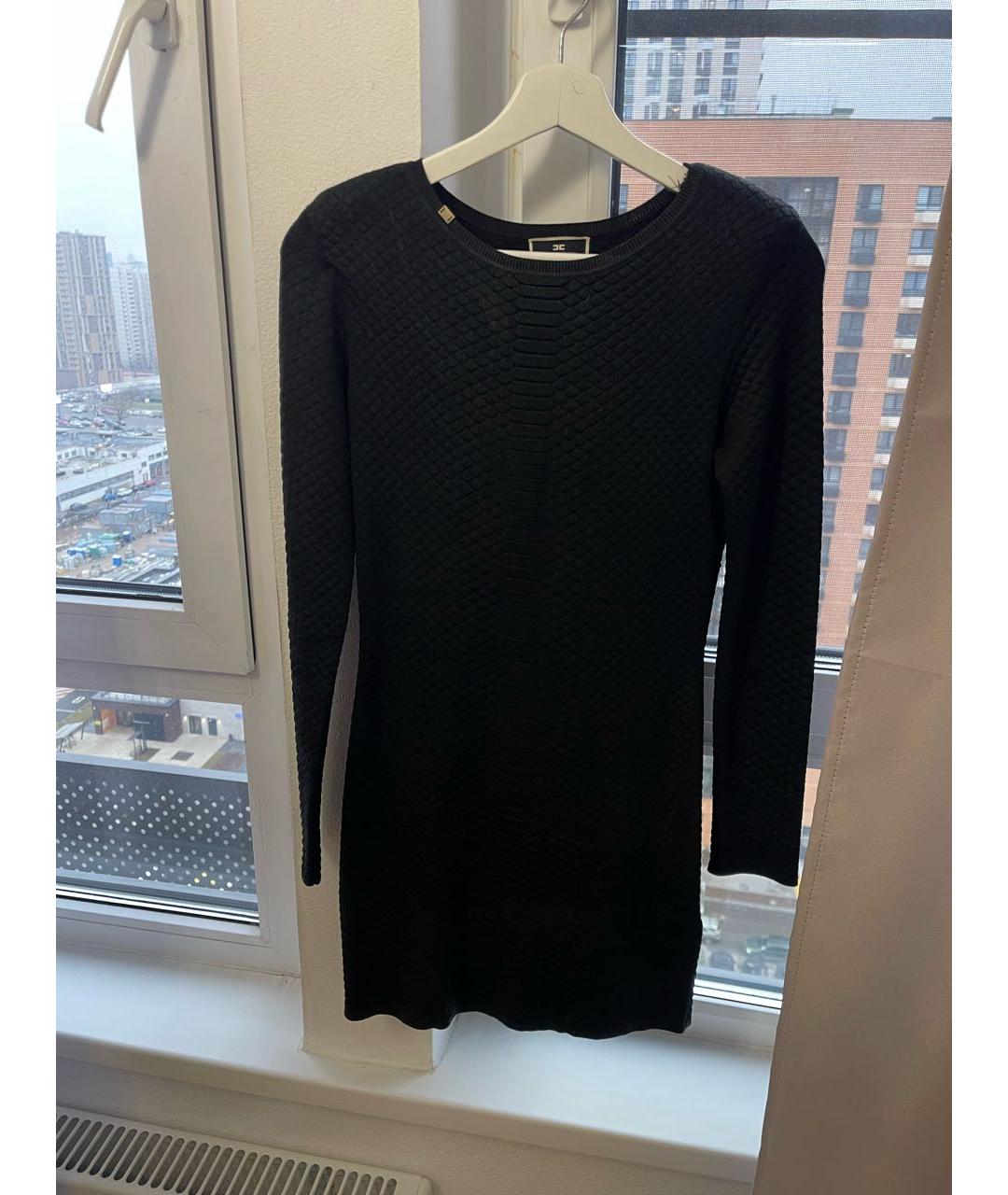 ELISABETTA FRANCHI Черное хлопковое коктейльное платье, фото 3