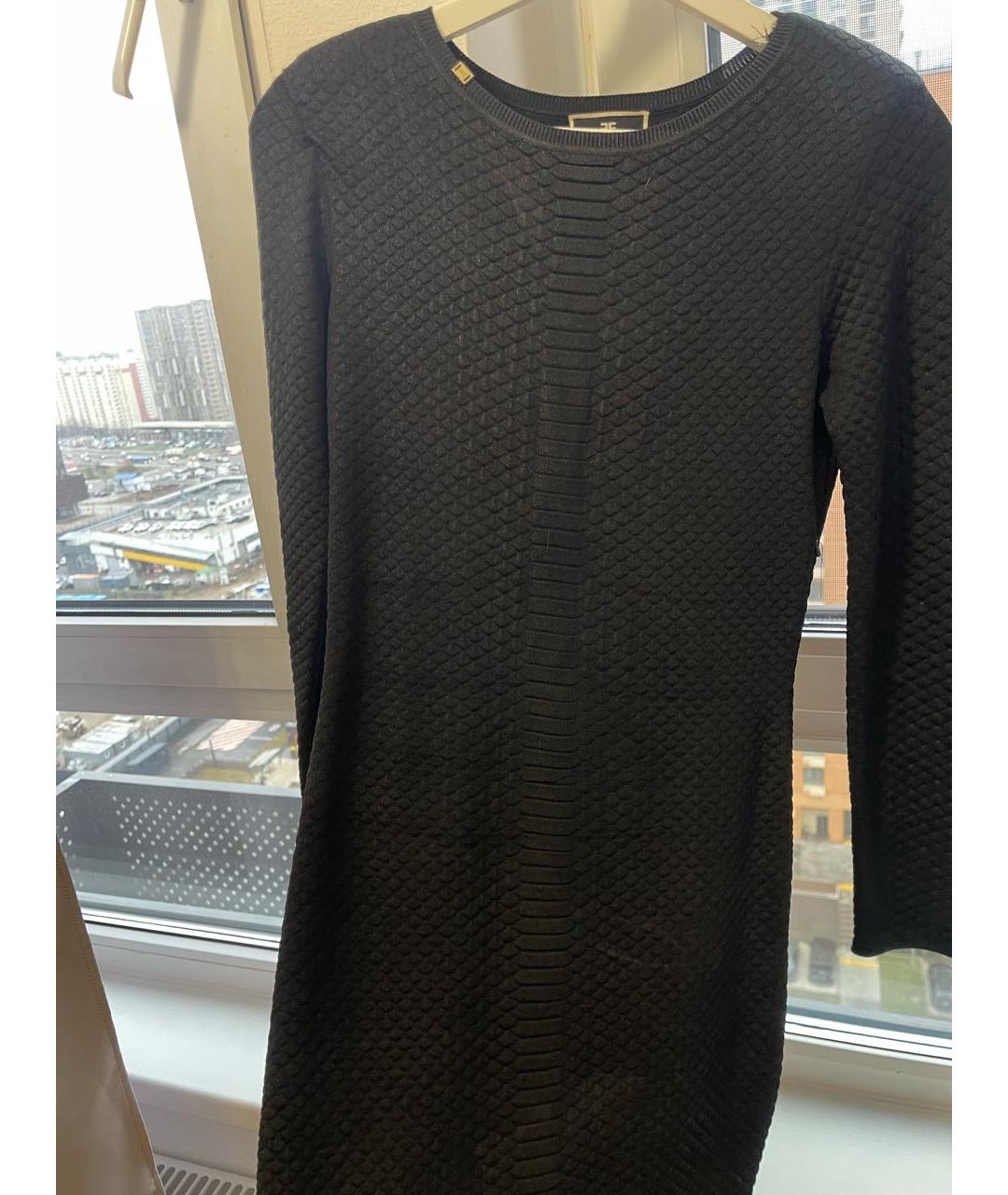 ELISABETTA FRANCHI Черное хлопковое коктейльное платье, фото 2