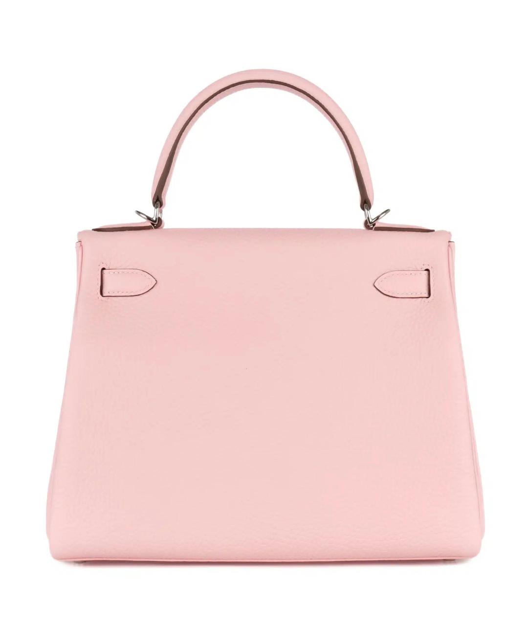 HERMES Розовая кожаная сумка с короткими ручками, фото 3