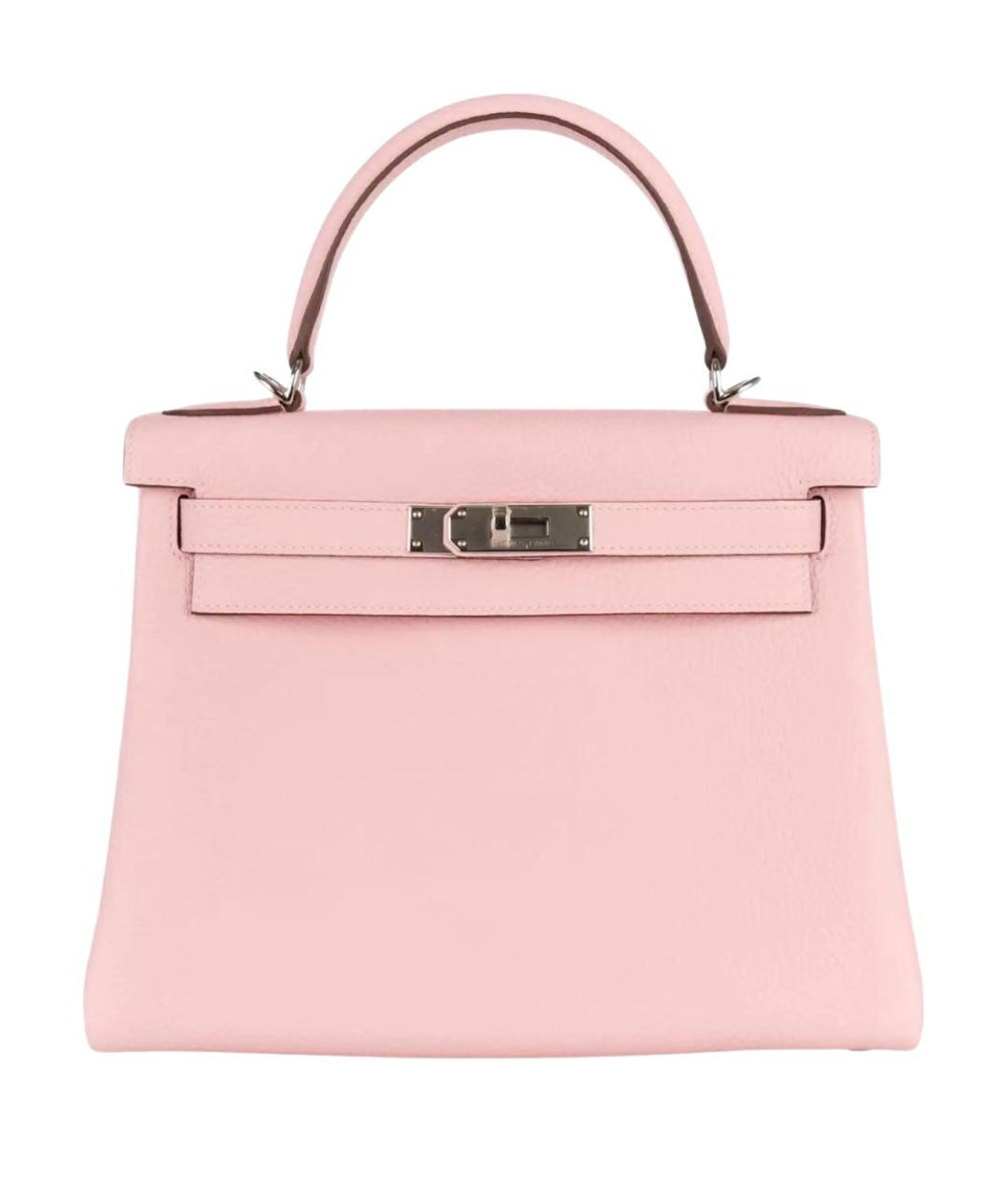 HERMES Розовая кожаная сумка с короткими ручками, фото 1