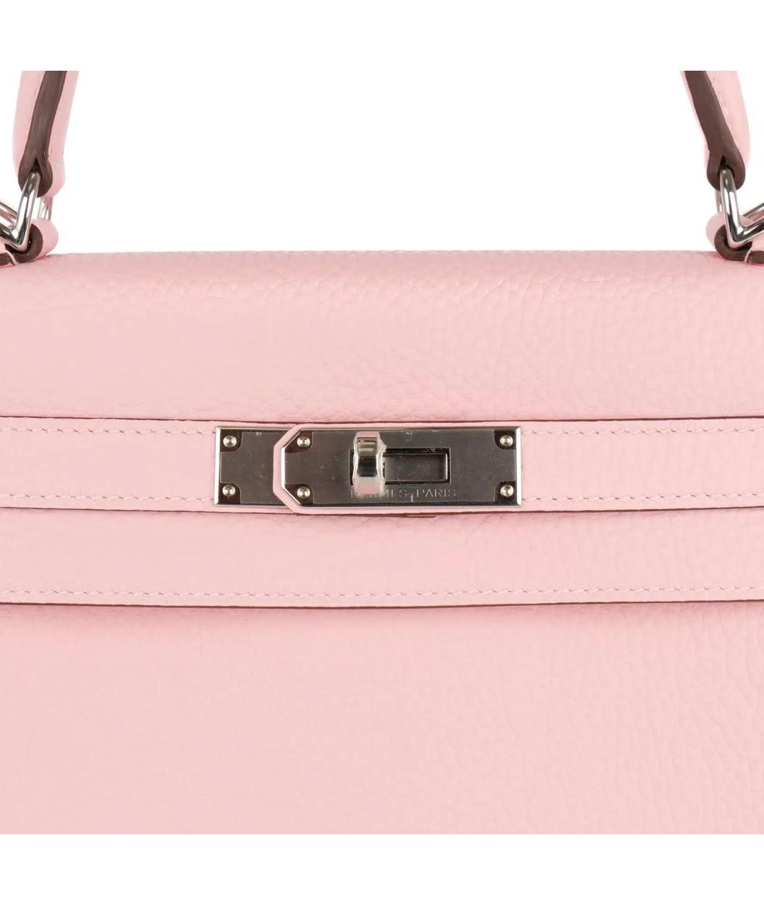 HERMES Розовая кожаная сумка с короткими ручками, фото 5