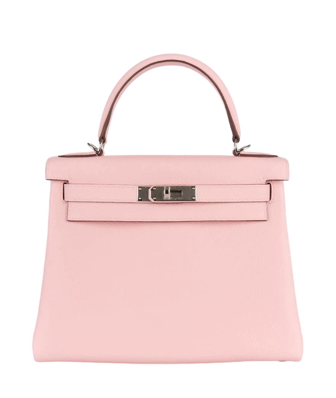 HERMES Розовая кожаная сумка с короткими ручками, фото 6