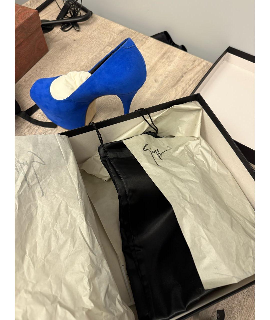 GIUSEPPE ZANOTTI DESIGN Синие кожаные туфли, фото 6