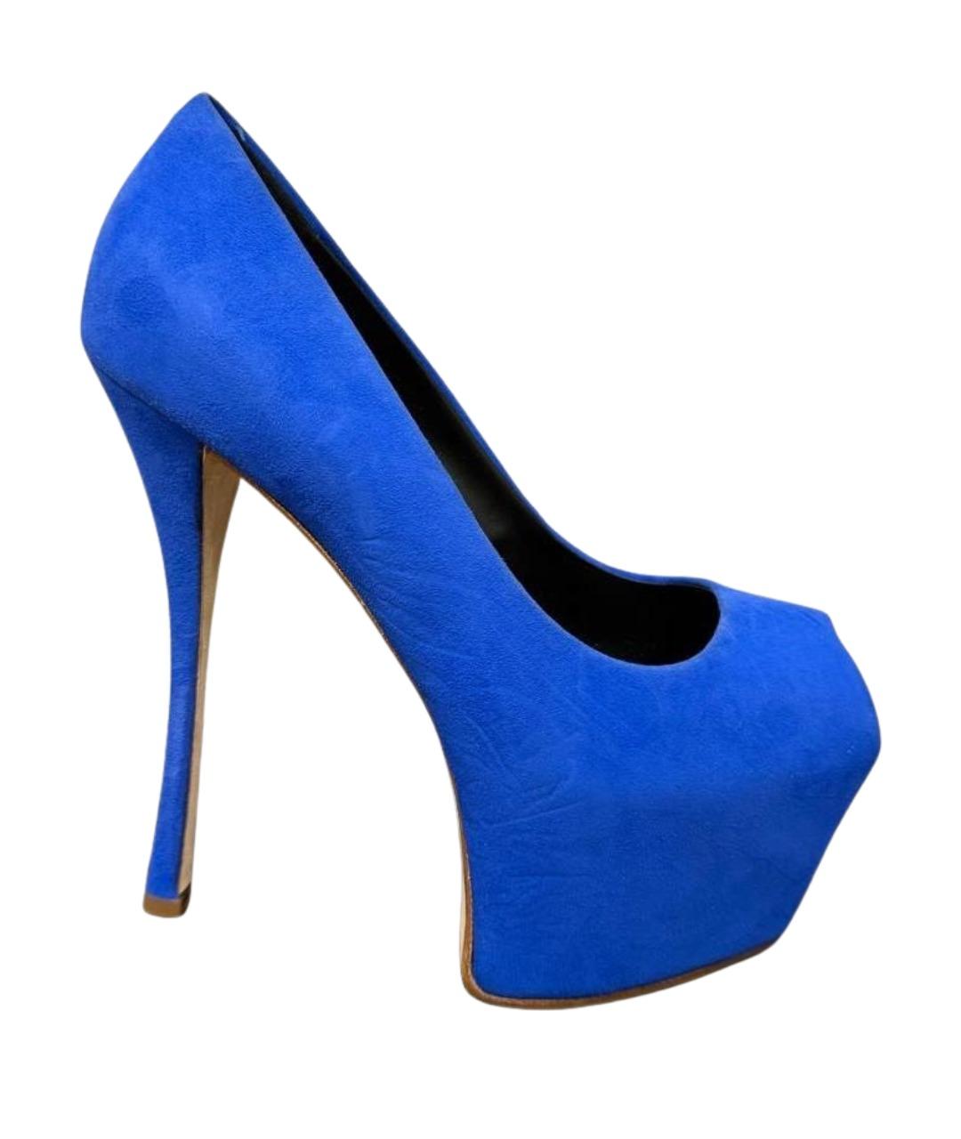 GIUSEPPE ZANOTTI DESIGN Синие кожаные туфли, фото 1