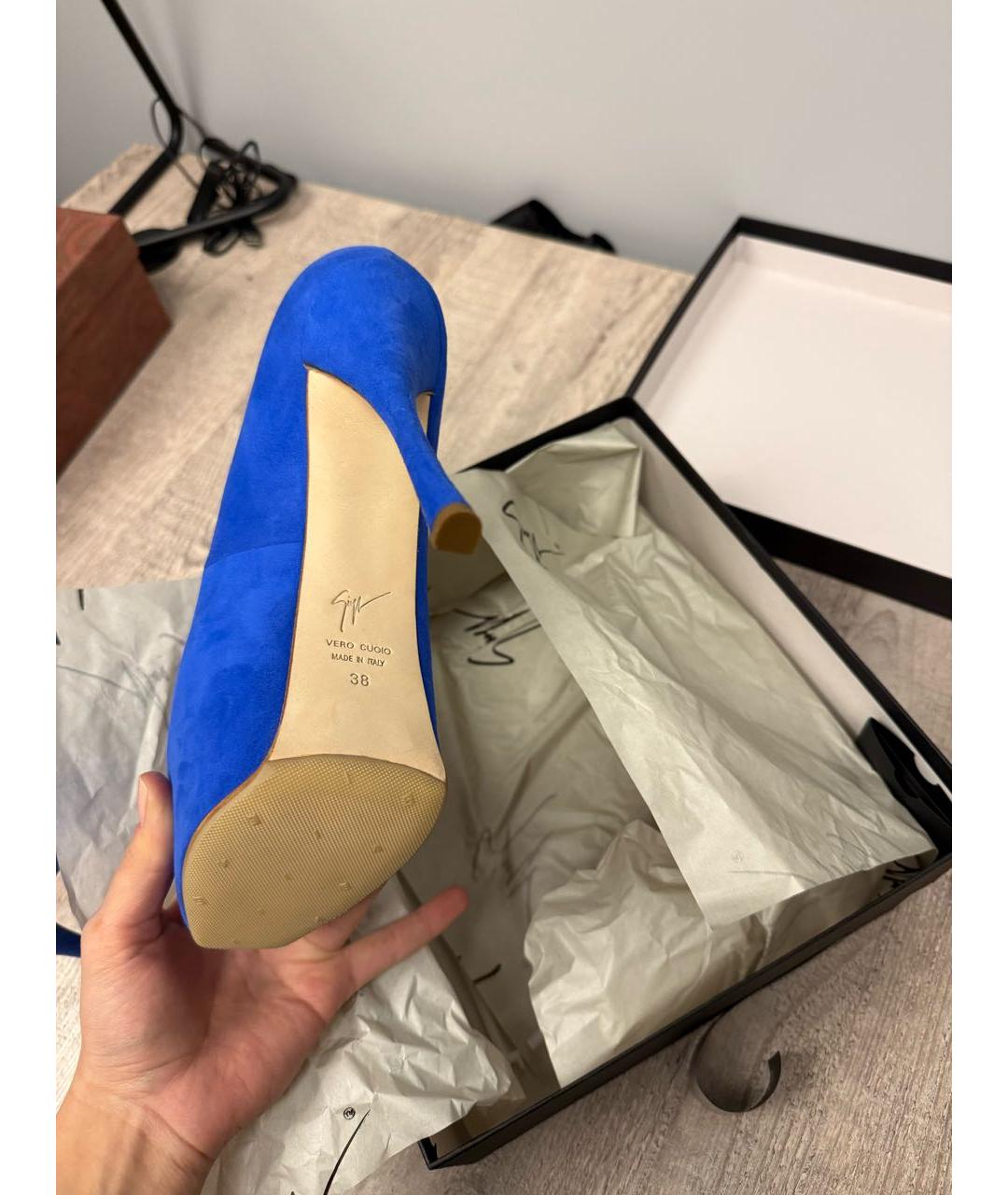 GIUSEPPE ZANOTTI DESIGN Синие кожаные туфли, фото 5