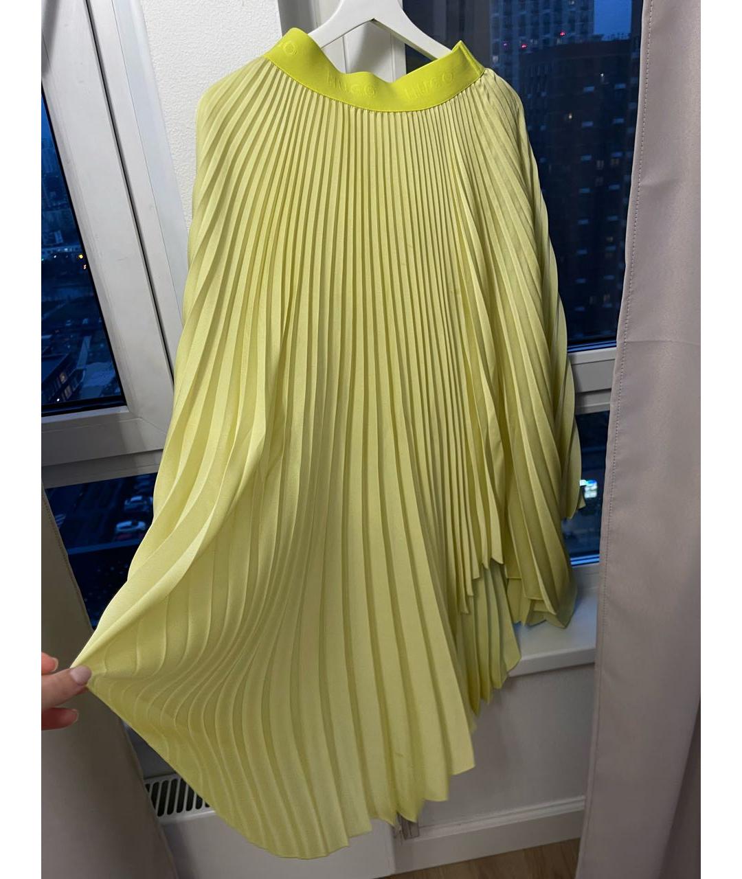 HUGO Желтая хлопковая юбка макси, фото 2