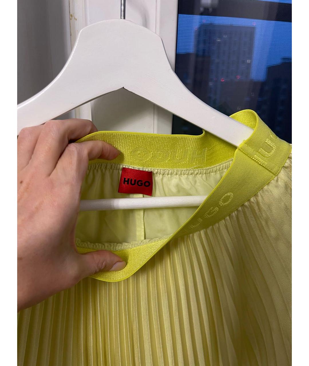 HUGO Желтая хлопковая юбка макси, фото 3