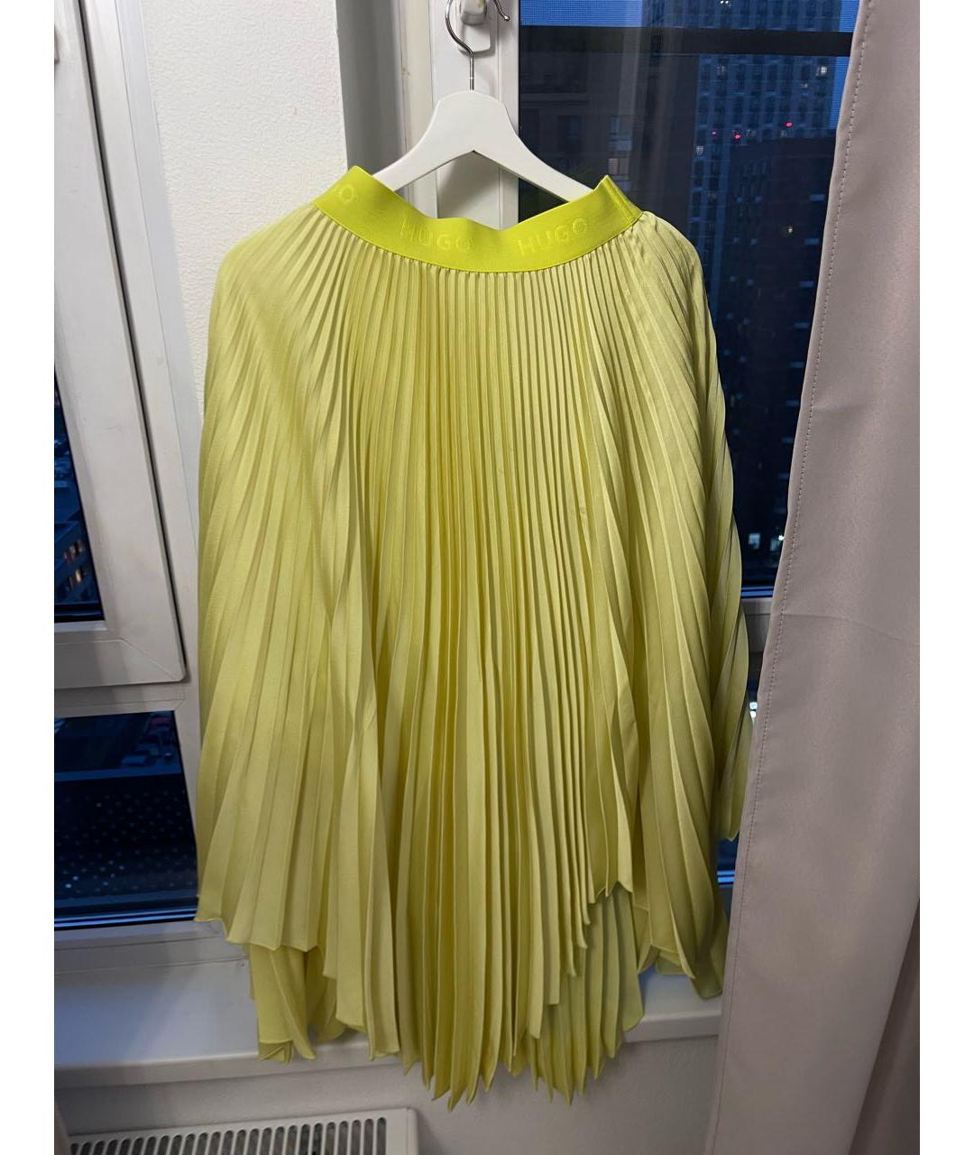 HUGO Желтая хлопковая юбка макси, фото 4