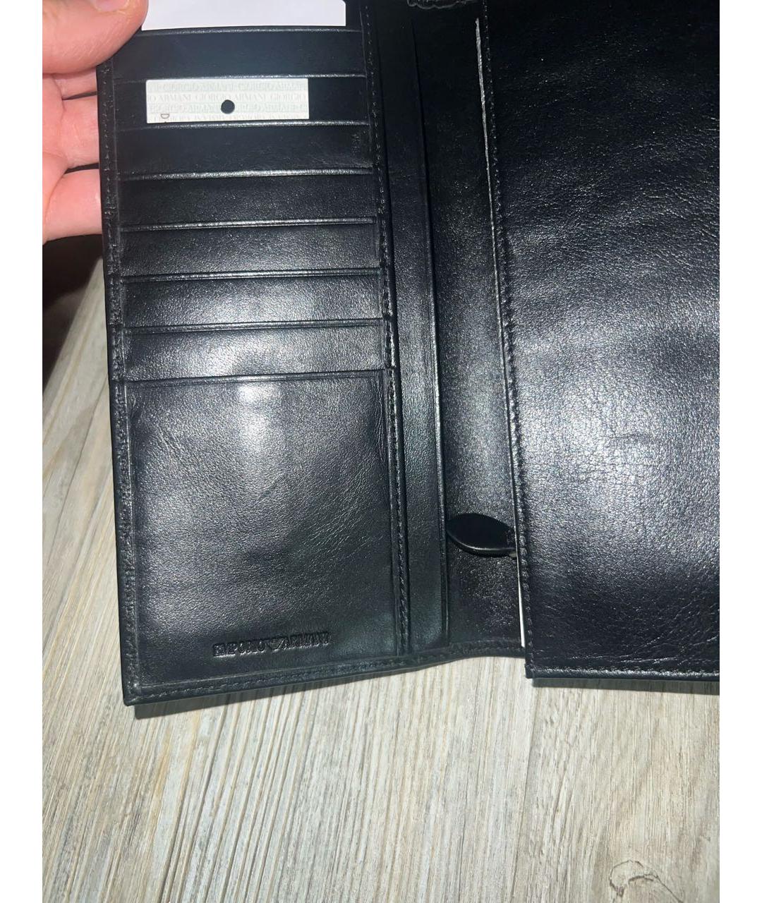 EMPORIO ARMANI Черный кожаный кошелек, фото 8