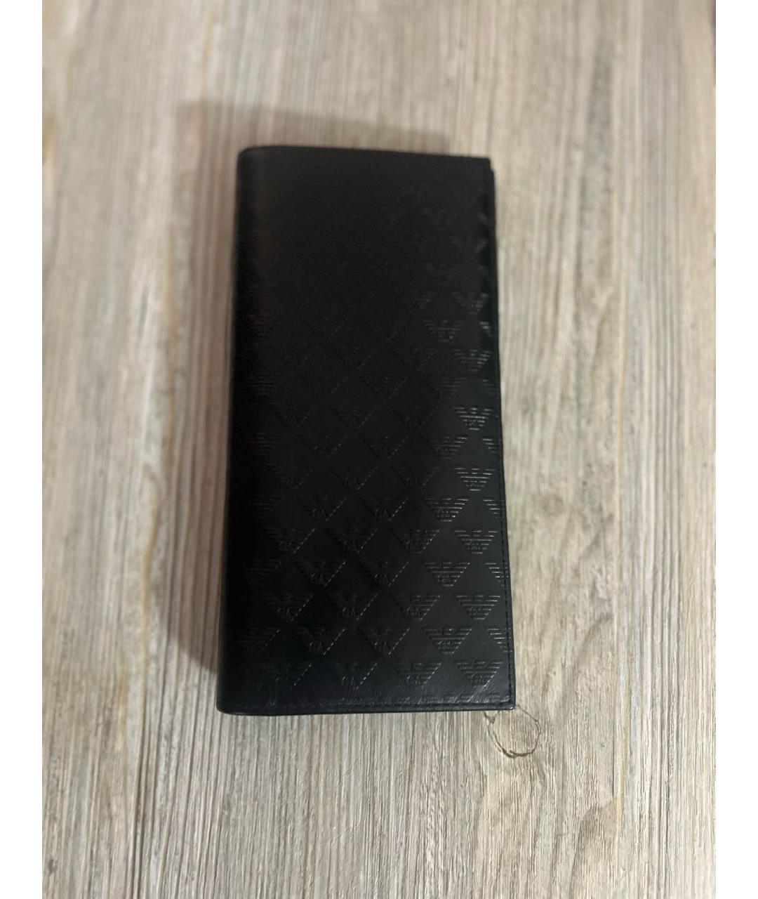 EMPORIO ARMANI Черный кожаный кошелек, фото 2