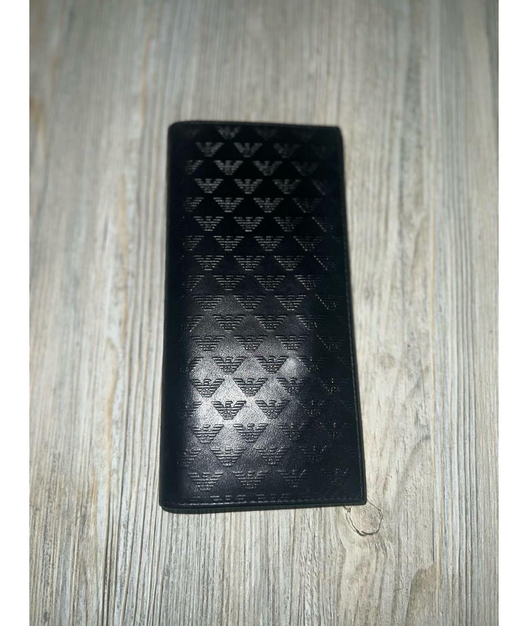 EMPORIO ARMANI Черный кожаный кошелек, фото 9