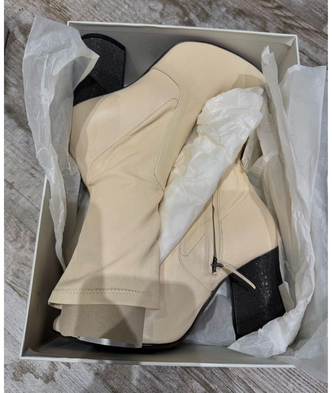 BRUNELLO CUCINELLI Бежевые кожаные ботильоны, фото 4