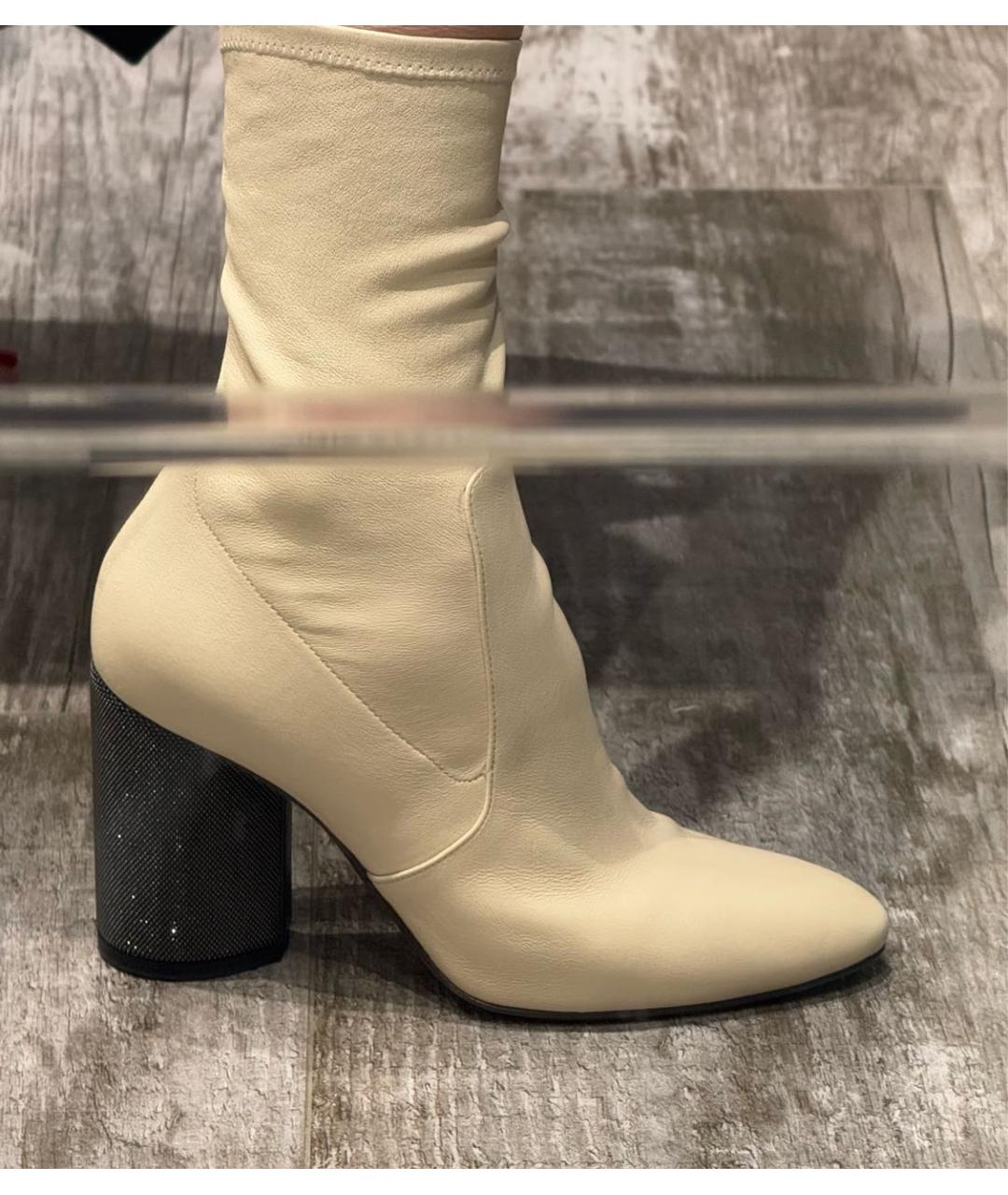 BRUNELLO CUCINELLI Бежевые кожаные ботильоны, фото 3