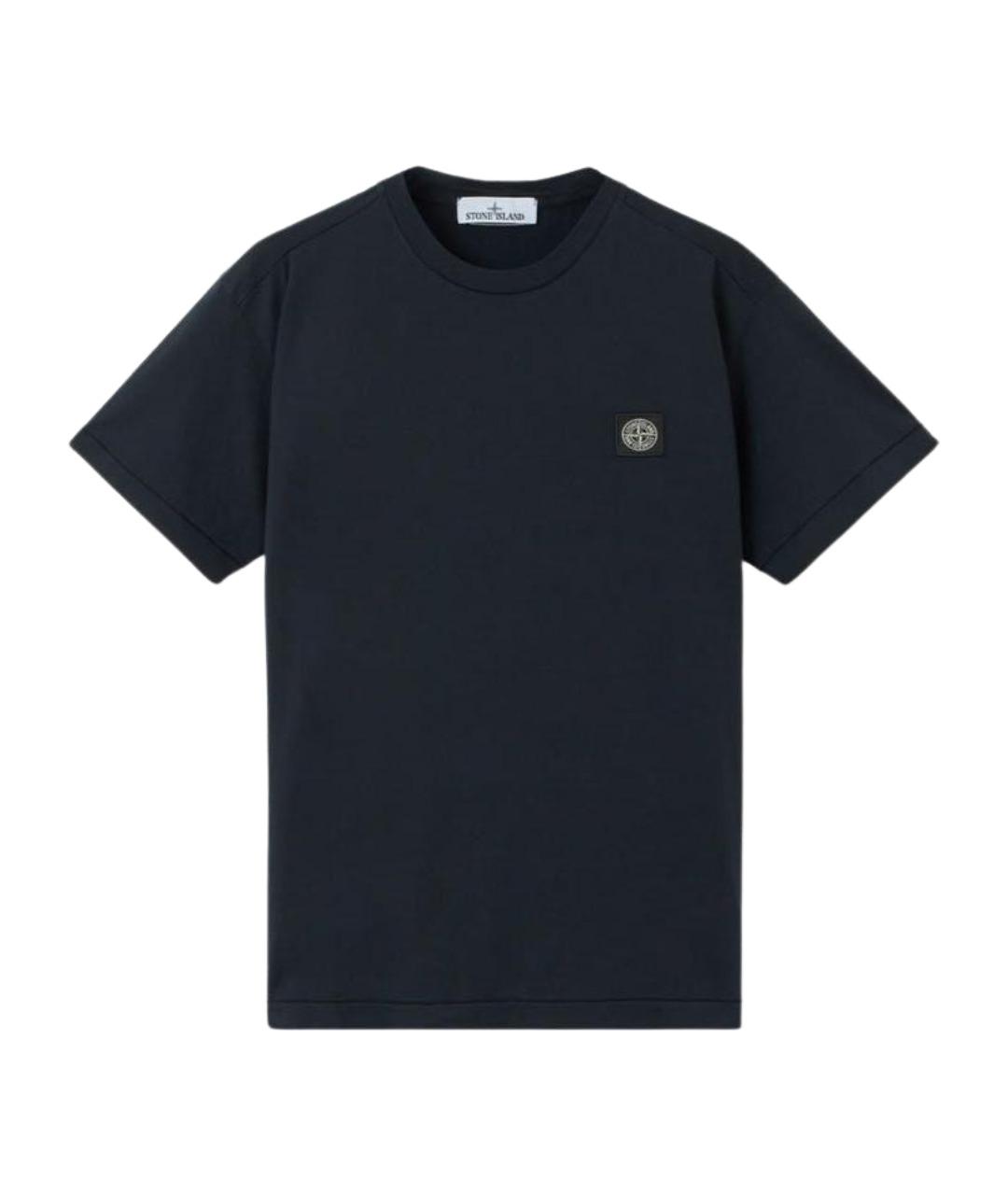 STONE ISLAND Темно-синяя хлопковая футболка, фото 1