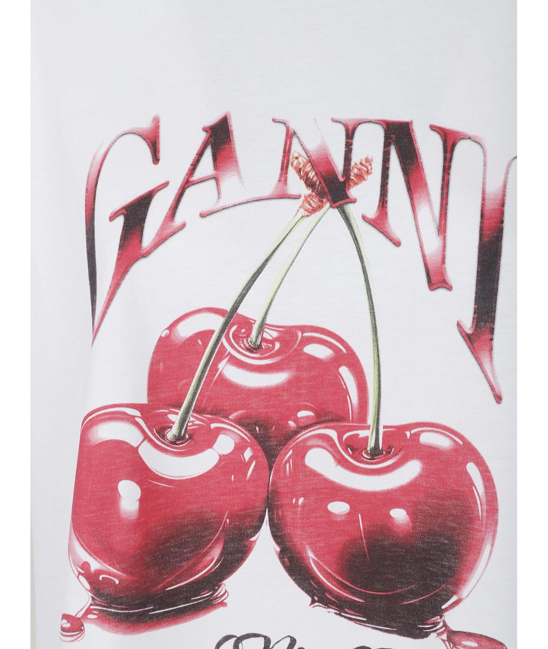 GANNI Белая хлопковая футболка, фото 3