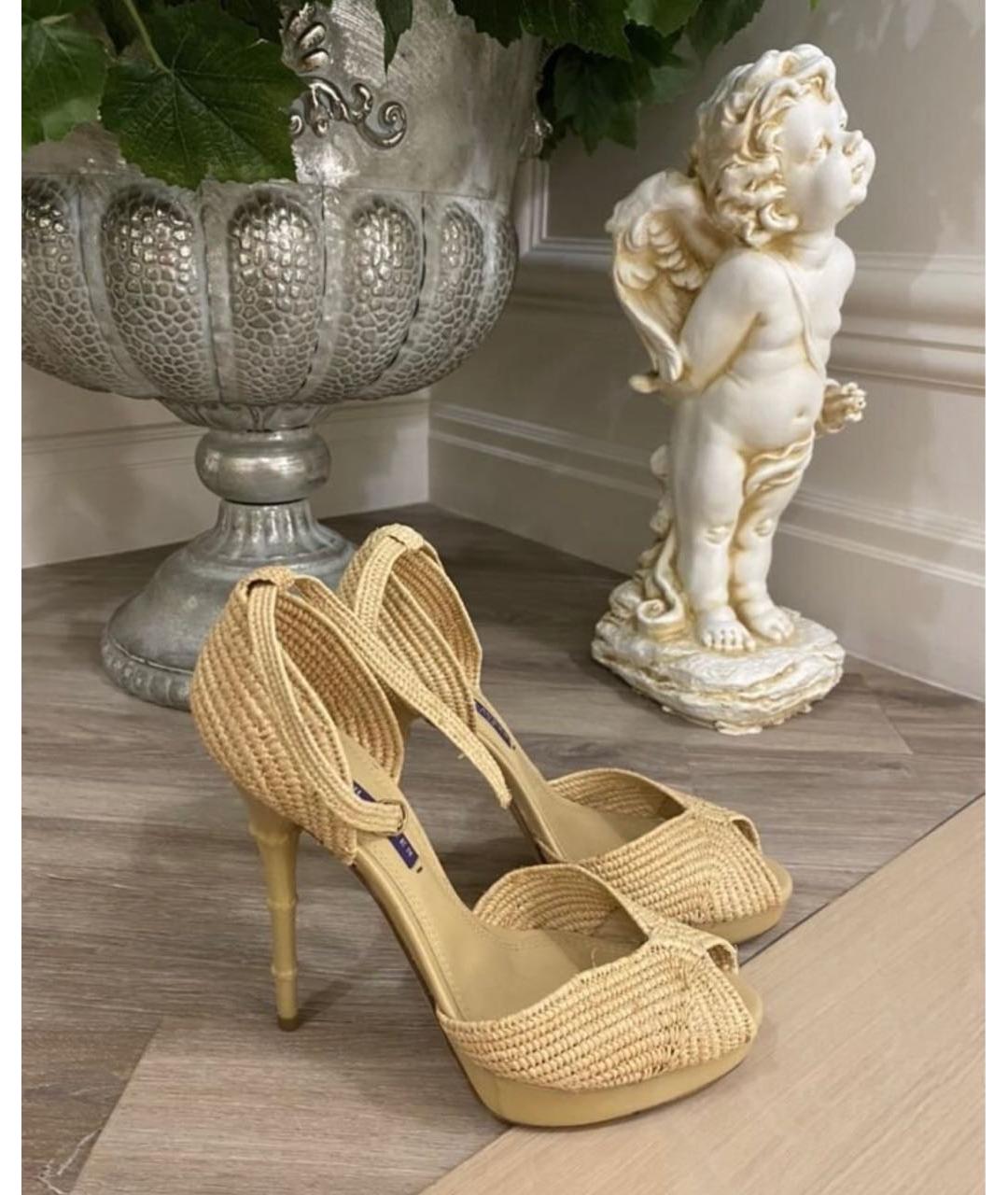 RALPH LAUREN PURPLE LABEL Бежевые босоножки, фото 6