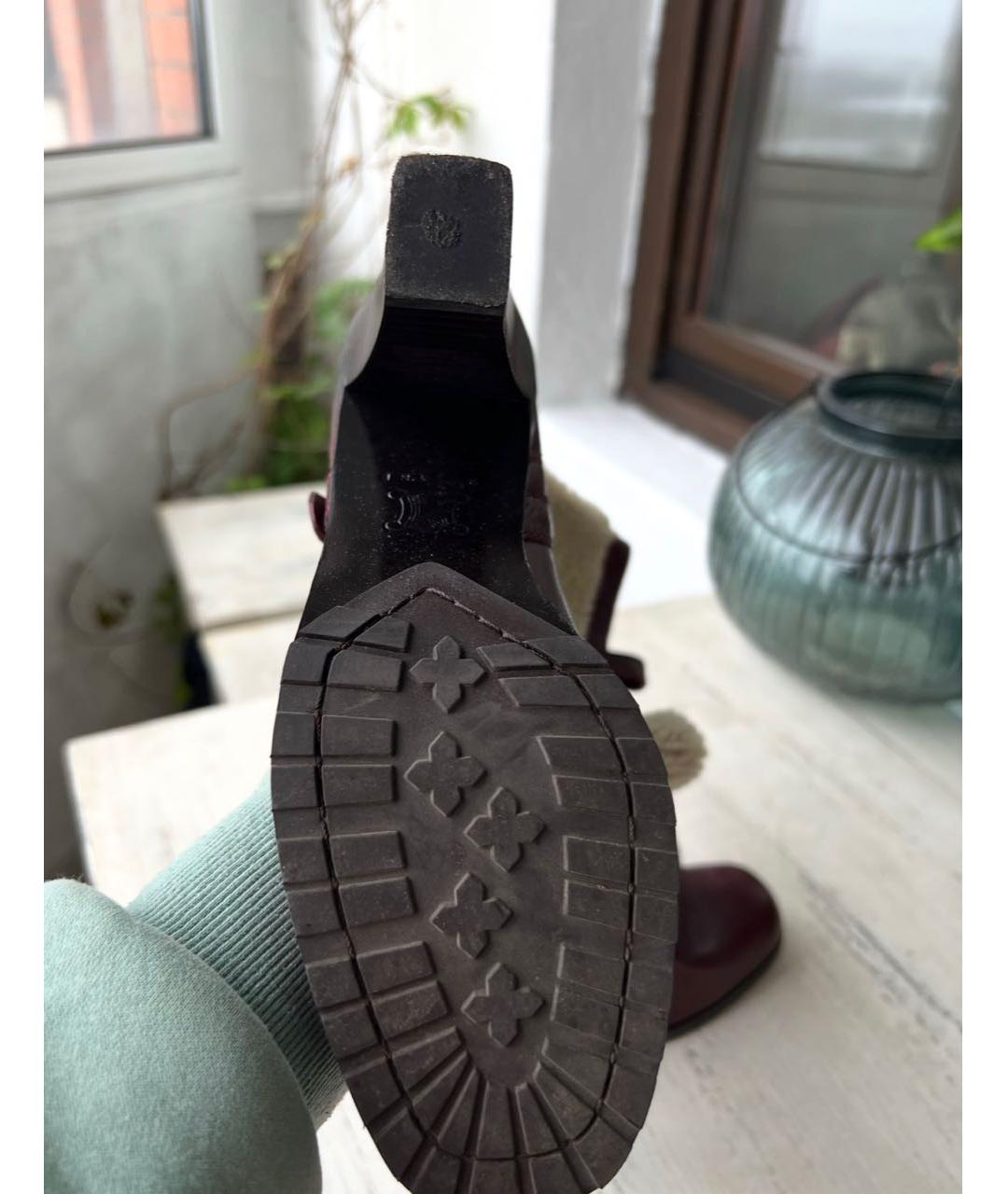 CELINE Бордовые кожаные сапоги, фото 5