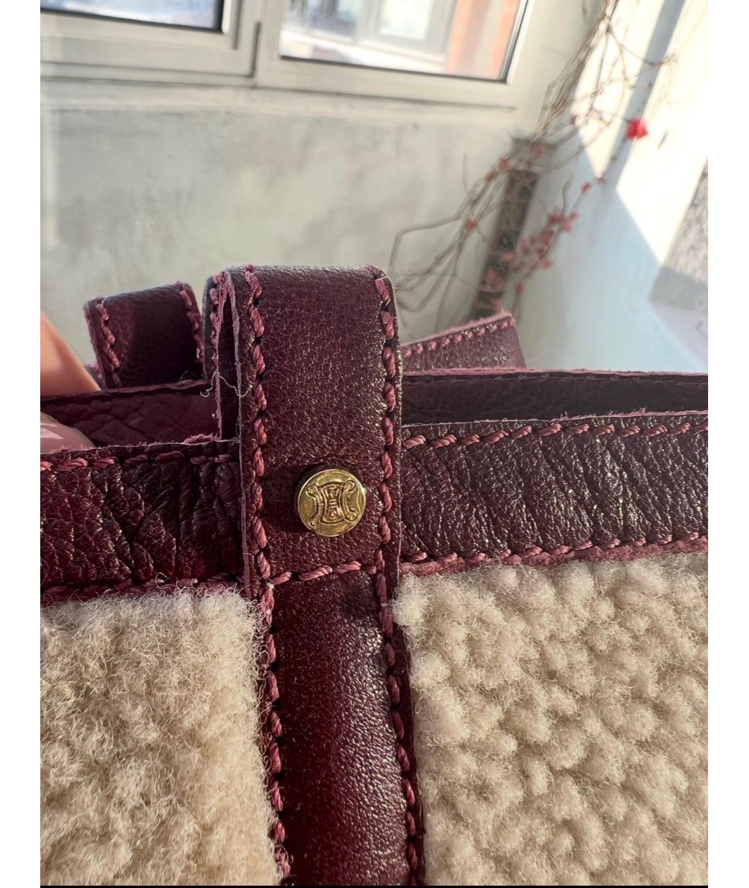 CELINE Бордовые кожаные сапоги, фото 4