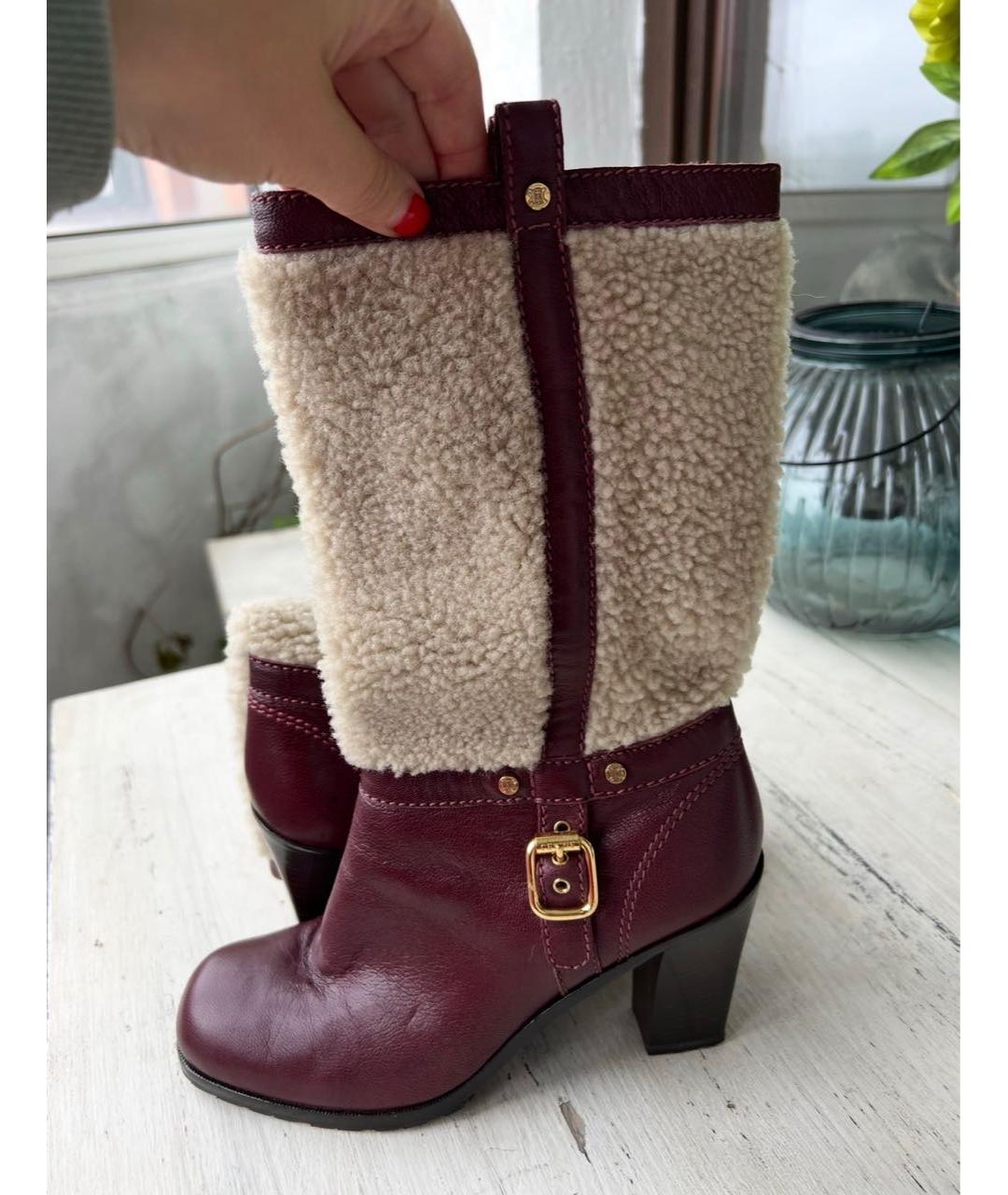CELINE Бордовые кожаные сапоги, фото 7