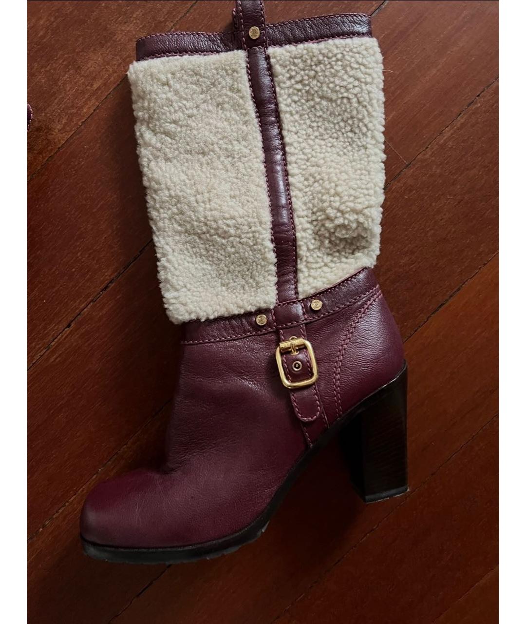 CELINE Бордовые кожаные сапоги, фото 3