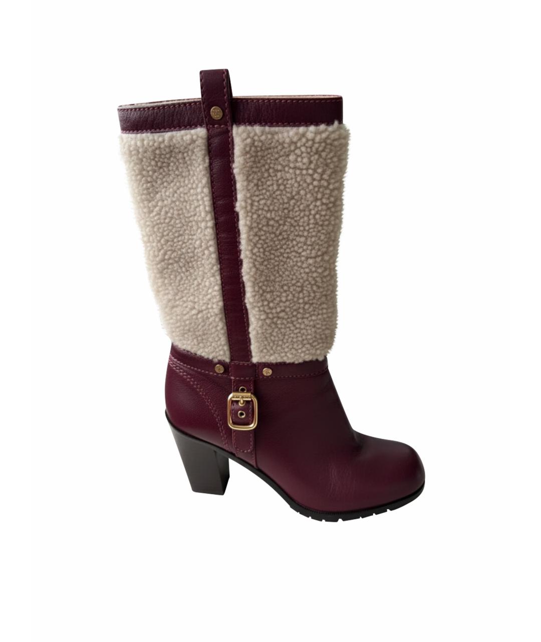 CELINE Бордовые кожаные сапоги, фото 1