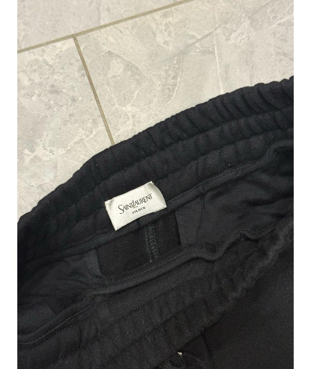 SAINT LAURENT Черные хлопковые повседневные брюки, фото 3