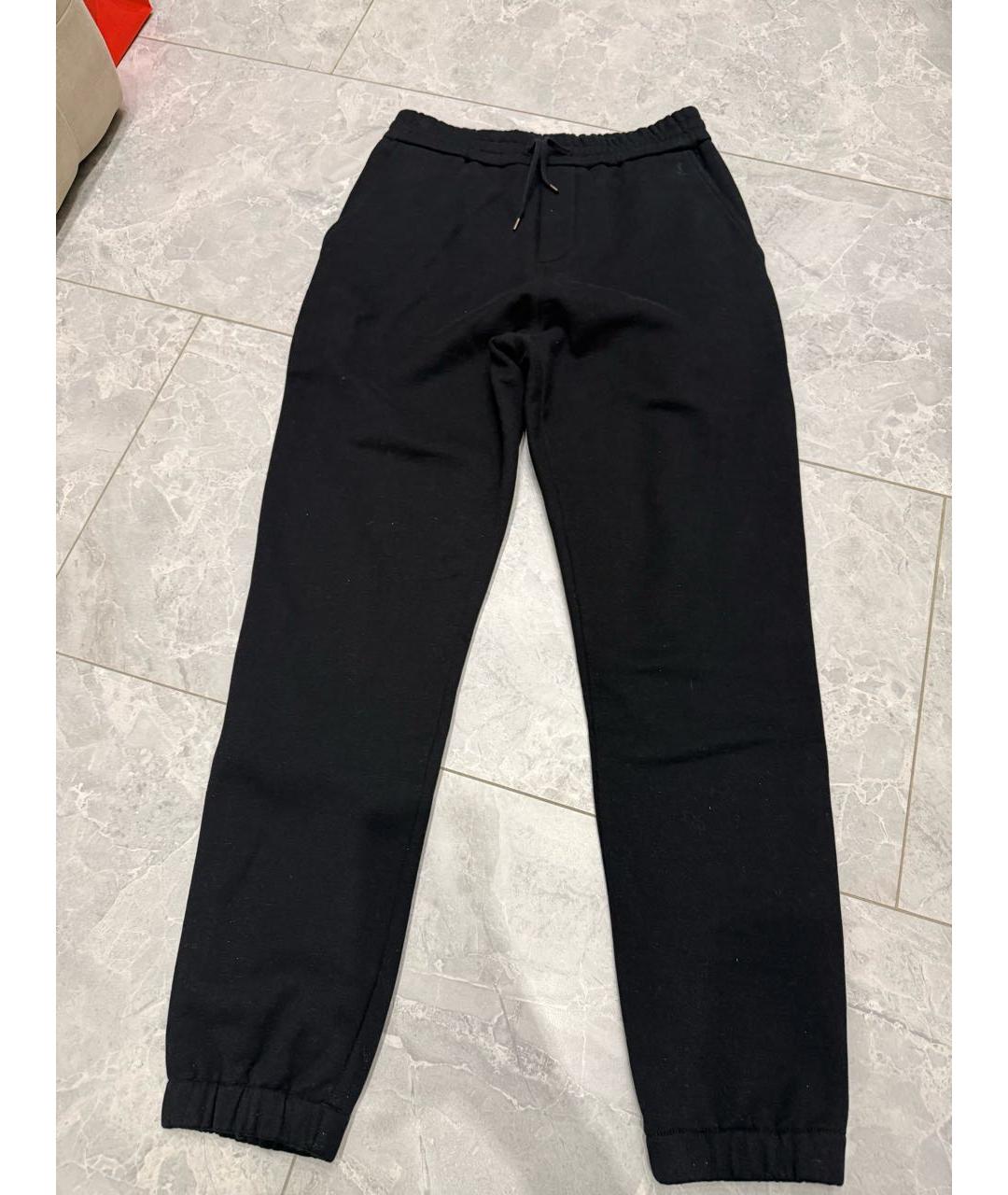 SAINT LAURENT Черные хлопковые повседневные брюки, фото 2