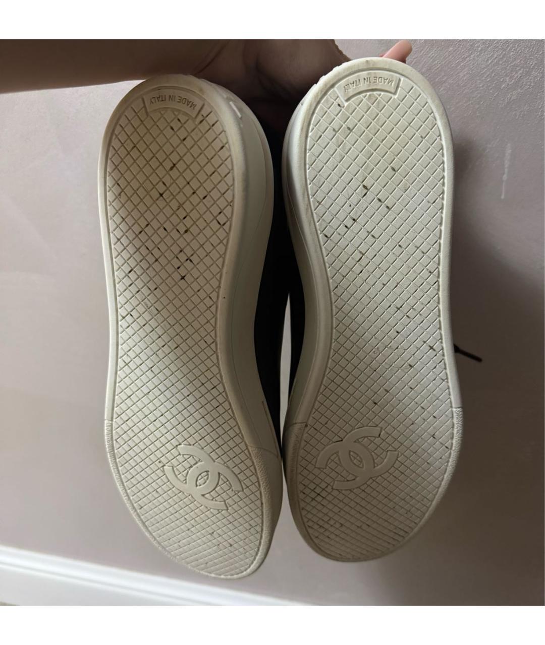 CHANEL Черные кожаные кроссовки, фото 5