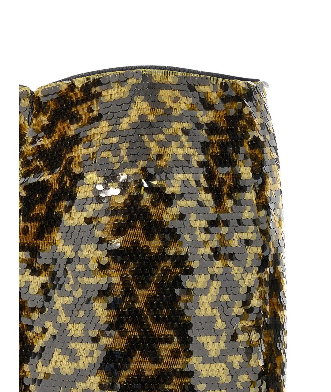 STAUD Золотая полиэстеровая юбка миди, фото 4