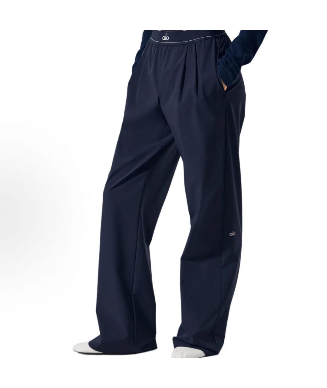 ALO YOGA Темно-синие хлопко-эластановые спортивные брюки и шорты, фото 3