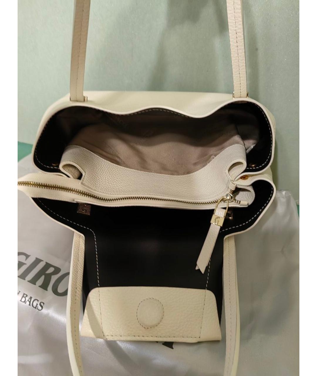 GIRONACCI 1969 Белая кожаная сумка тоут, фото 4