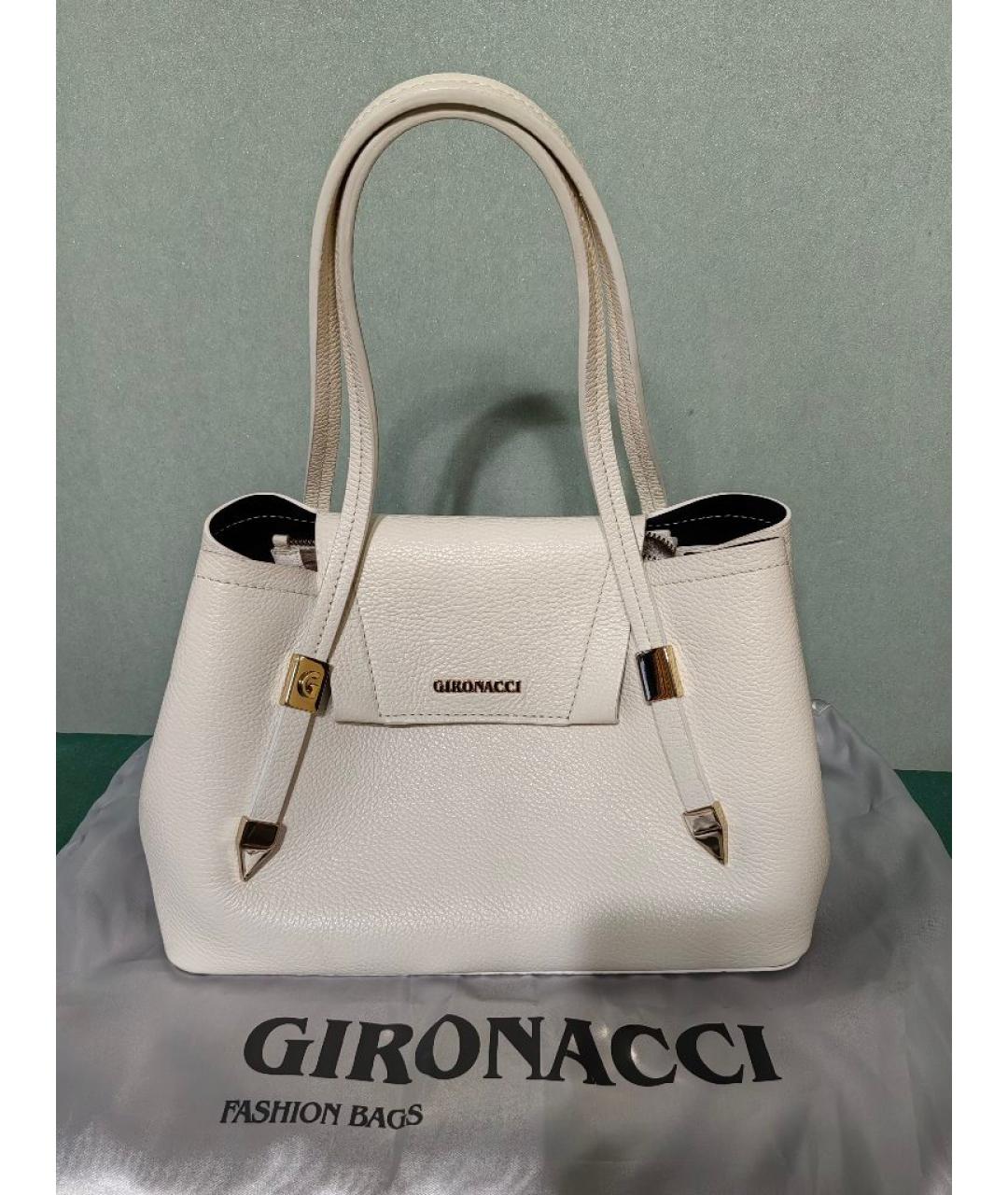GIRONACCI 1969 Белая кожаная сумка тоут, фото 5