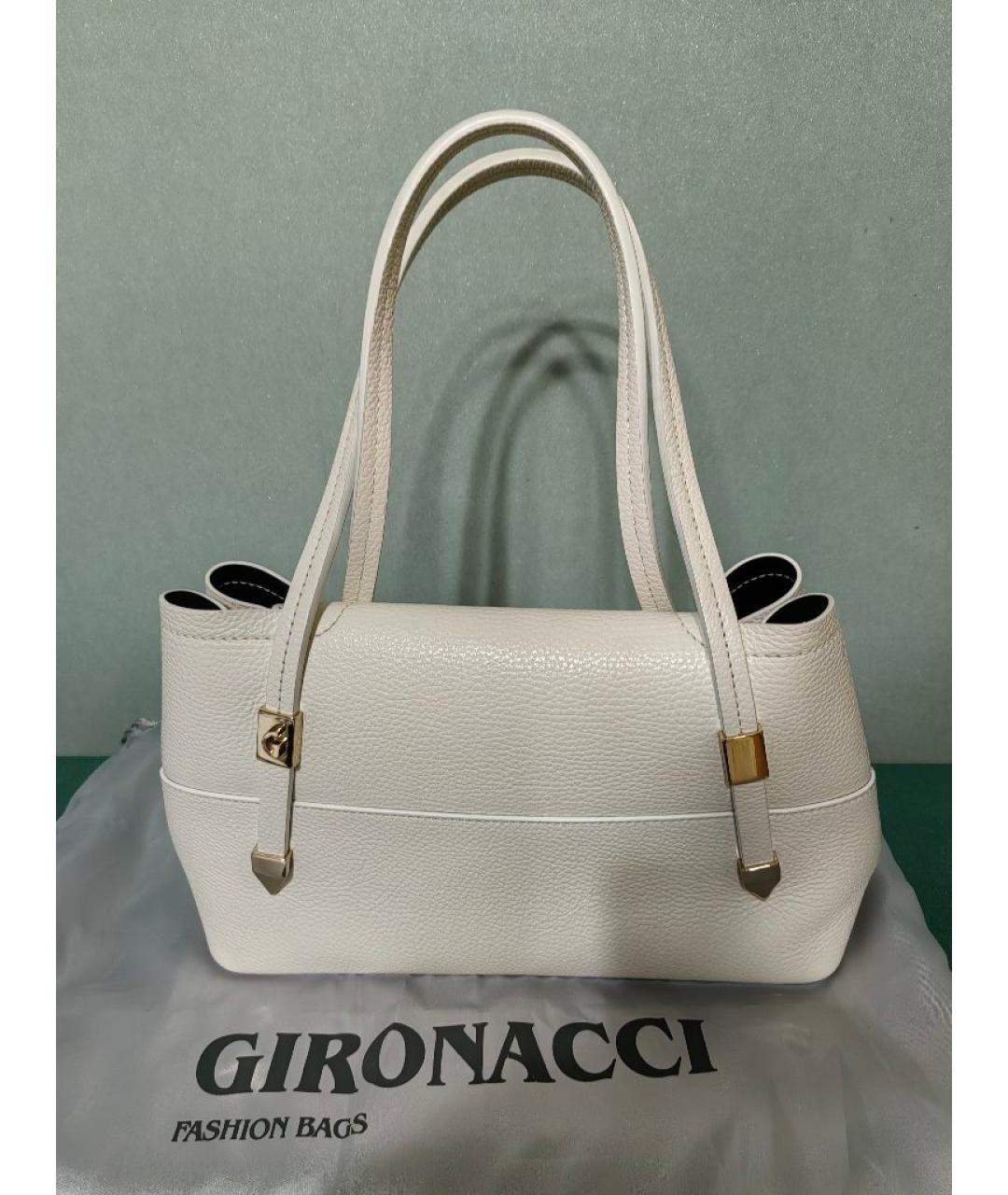 GIRONACCI 1969 Белая кожаная сумка тоут, фото 3